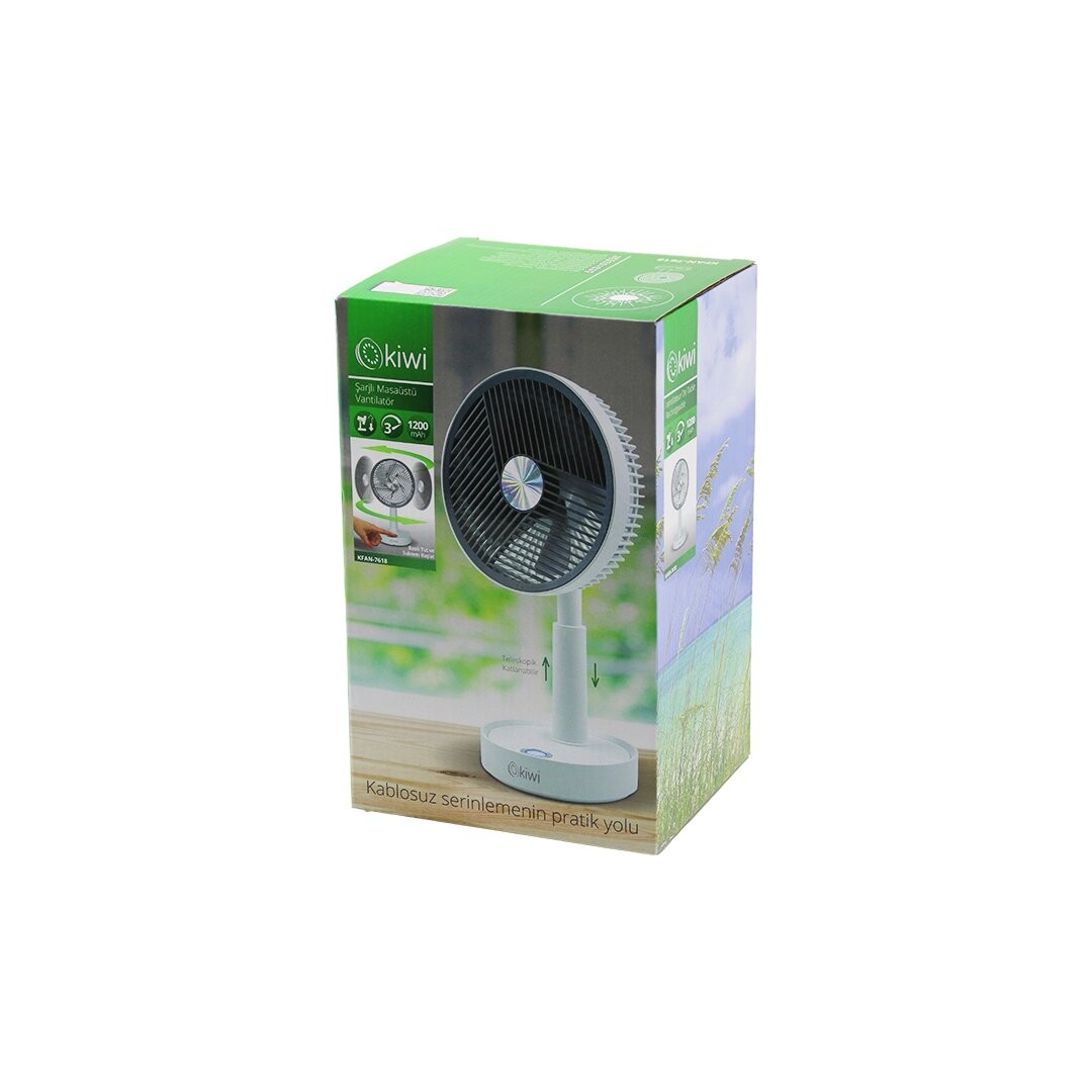 Kiwi Kfan-7618 (Usb Şarjlı) (5" & 13.4cm) Masa Üstü Vantilatör (3 Kademe Hız) (5 Pls.Kanat) (Ayarlı Yükseklik:20-28cm)*30