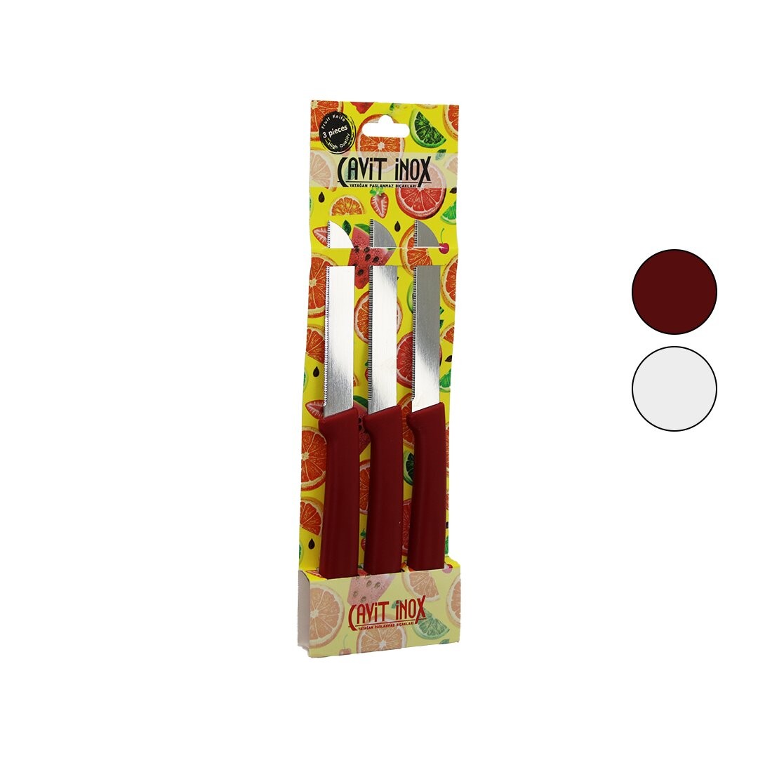 Cavit Inox Ekodmy-3 ( 3pcs ) ( Tırıtırlı ) Meyve Bıçak ( Plastik Saplı )*200