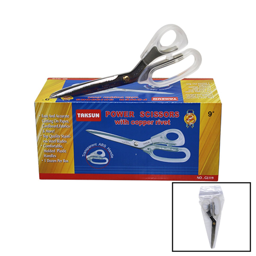 Taksun Gl-119  ( 9" ) Terzi Makası Şeffaf Saplı*12x12