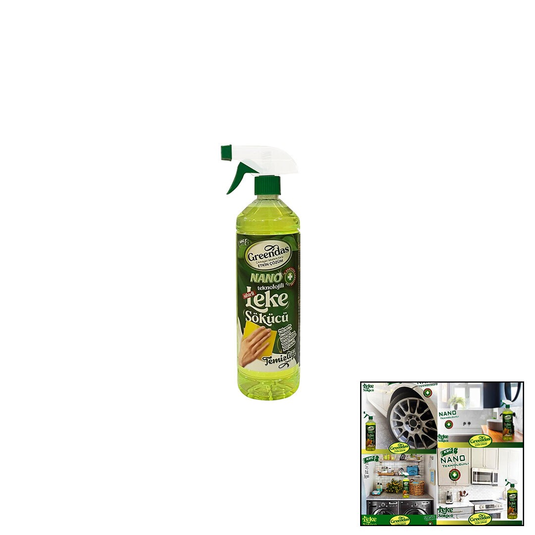 Greendas Nano Teknolojili (Sihirli) Leke Sökücü Sprey ( Yeşil Su ) ( 1lt ) (Yağ & Kir & Pas Temizleyici) (Tüm Yüzeyler)*12=K
