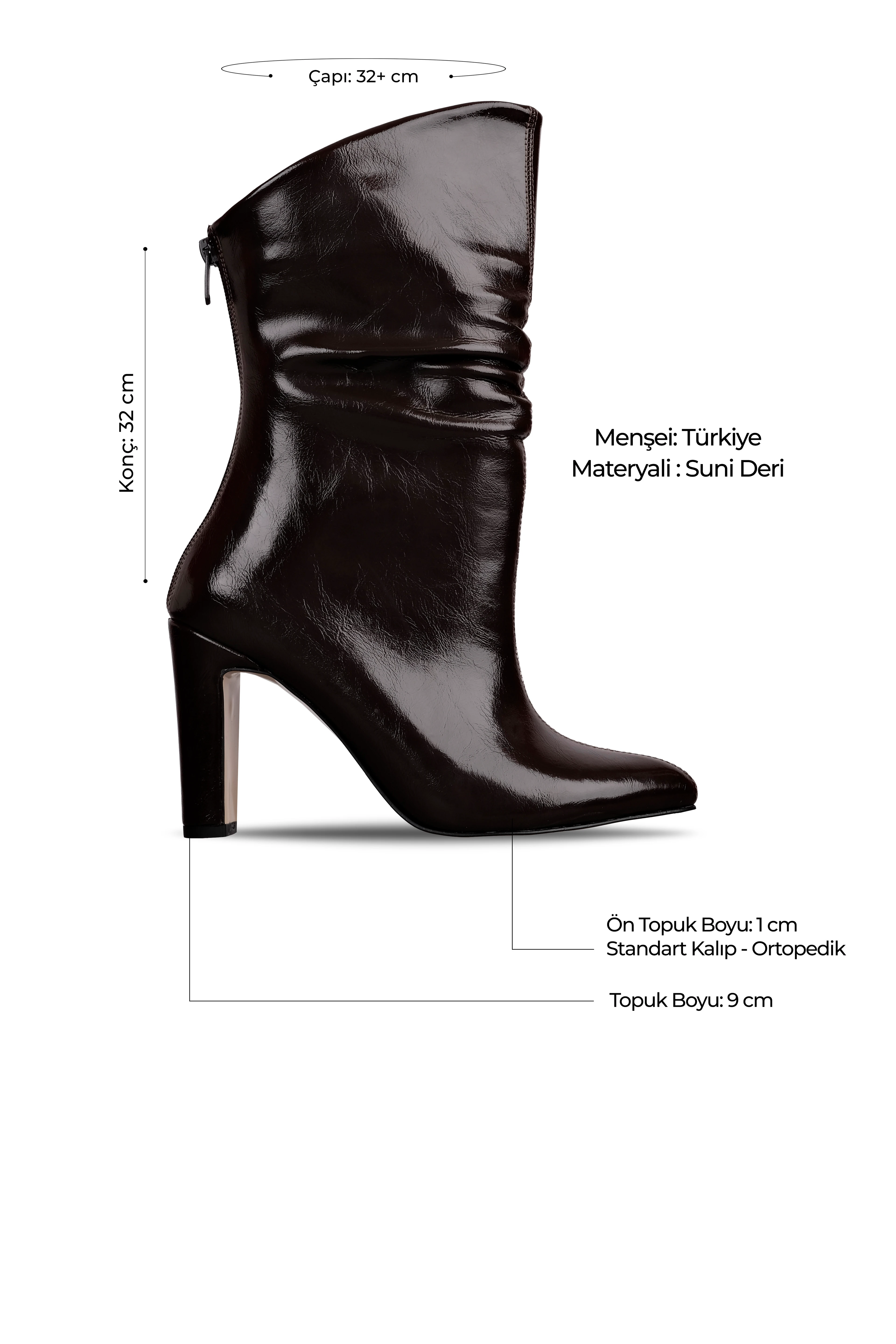 Maty Kadın Sivri Burunlu Fermuarlı Topuklu Bot 4301