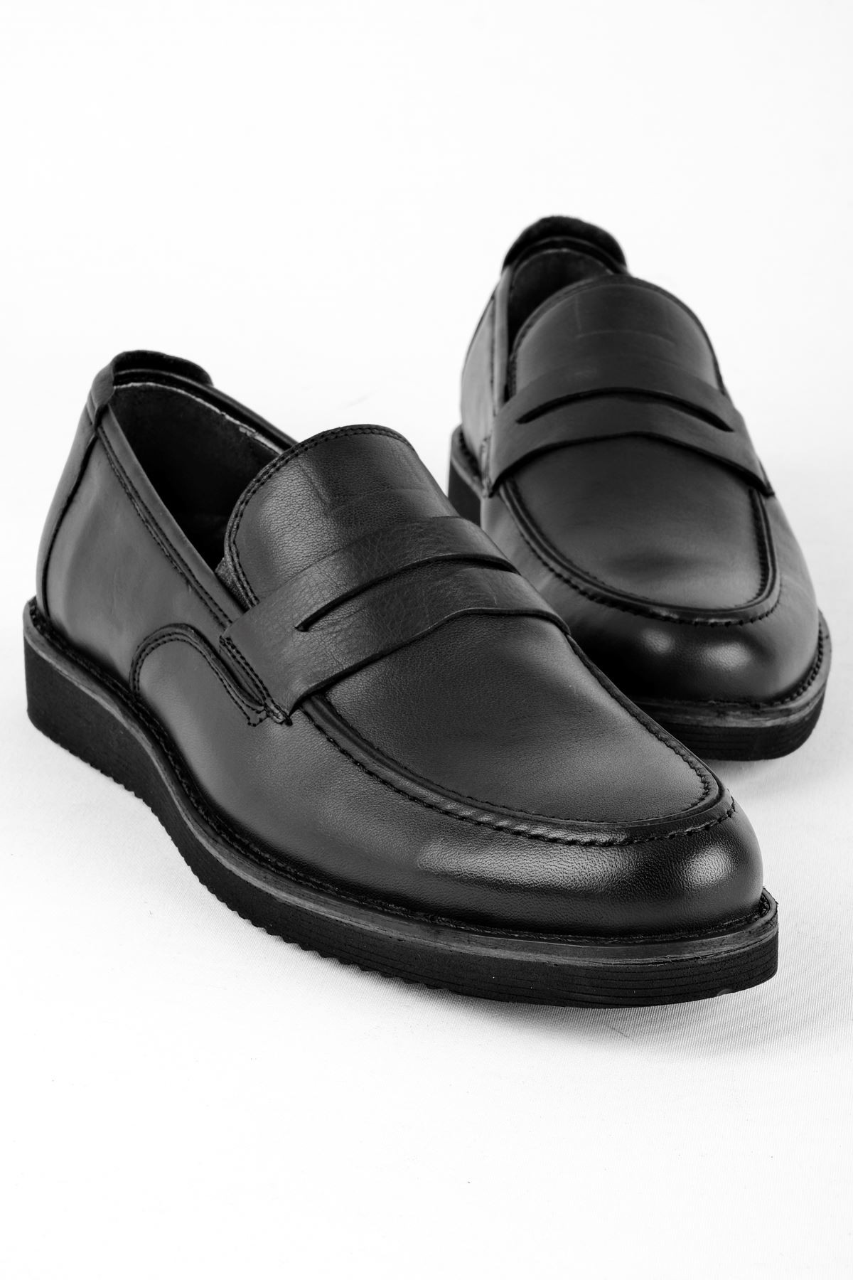 James Erkek Hakiki Deri Ayakkabı Klasik - Siyah