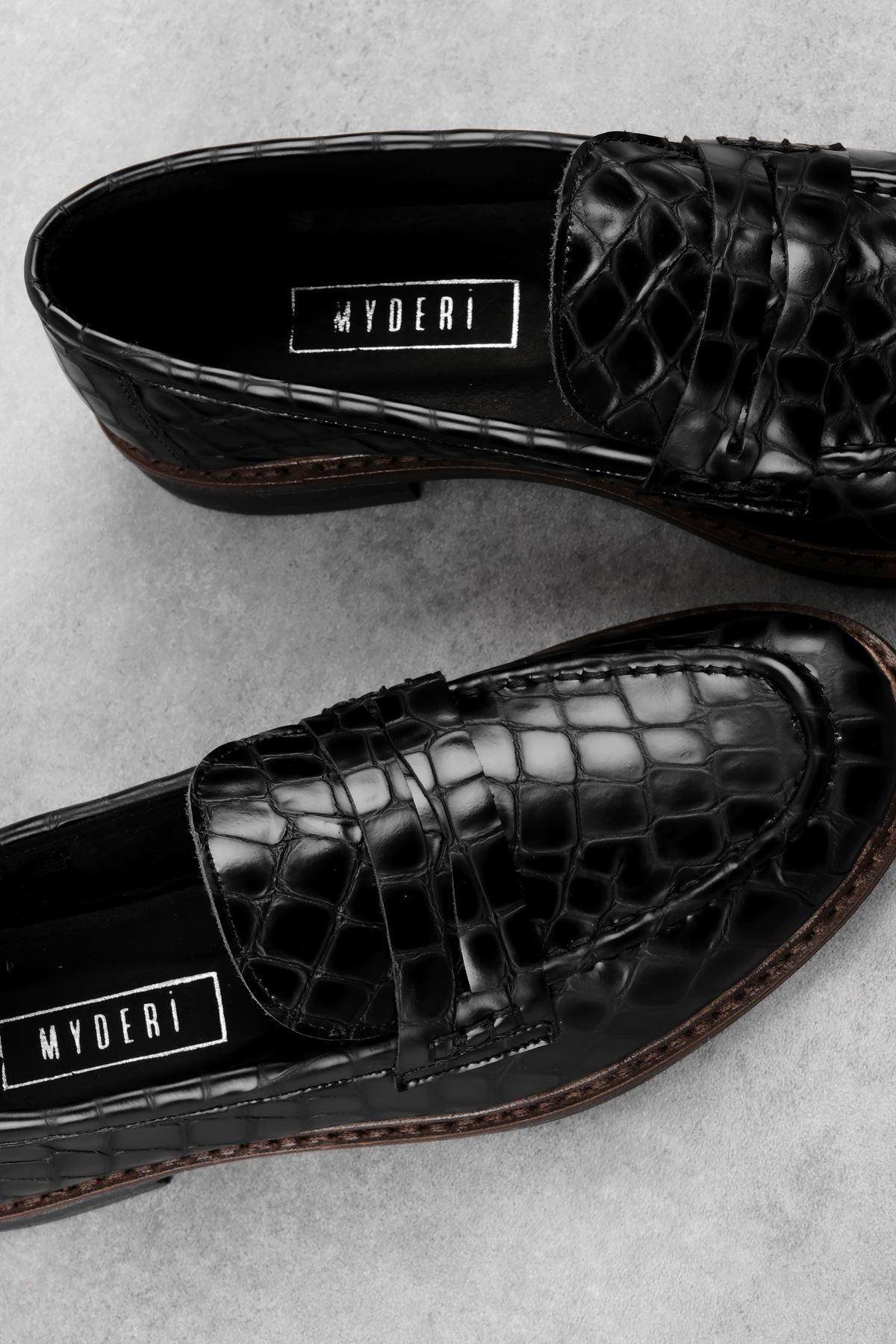Elisy Kadın Hakiki Deri Kroko Desenli Causal Loafer Ayakkabı 4088 - Siyah