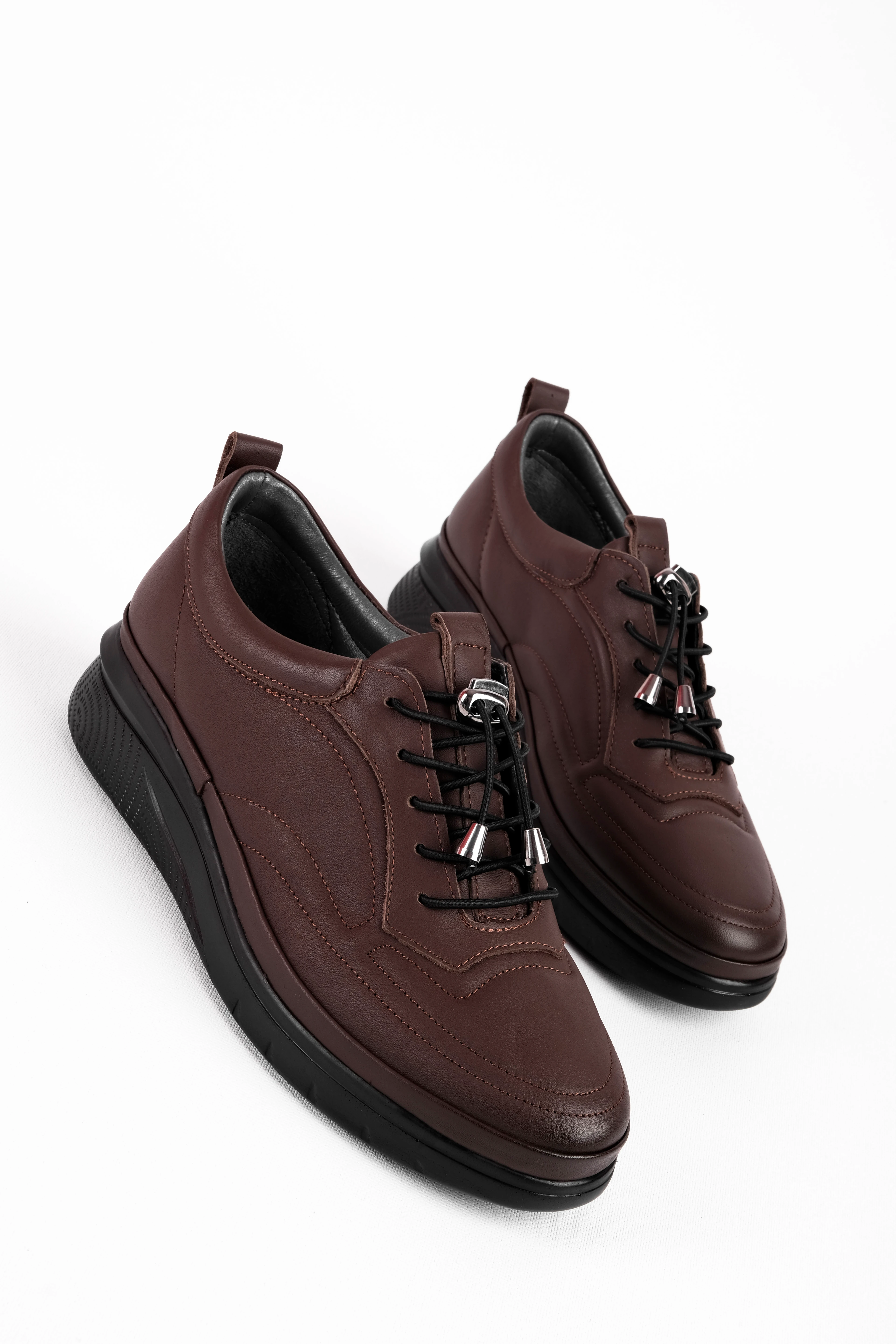 Saty Kadın Hakiki Deri Lastik Bağçıklı Kalın Tabanlı Günlük Ayakkabı 4273