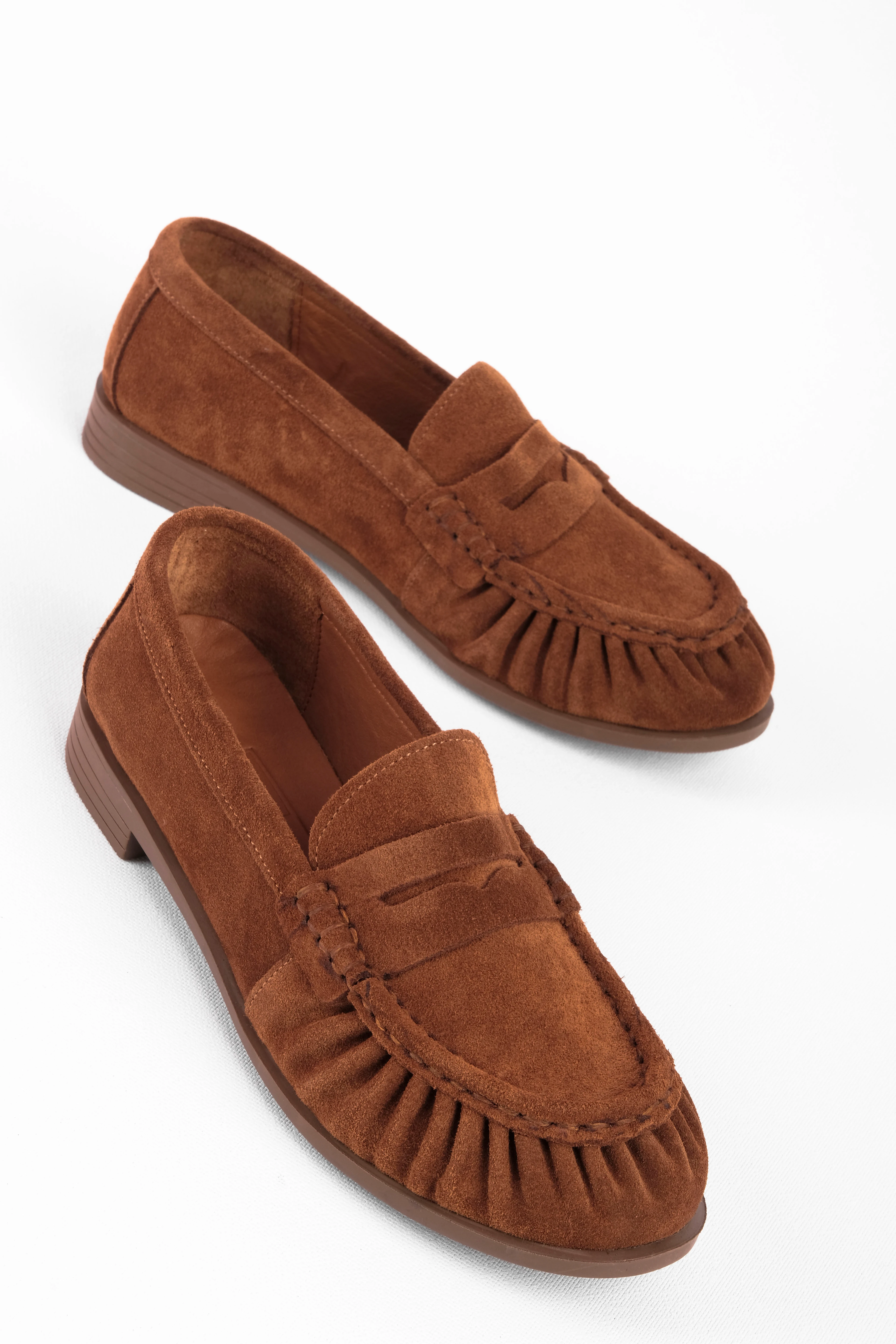 Alisy Kadın Hakiki Süet Deri Babet Ayakkabı 4227 - Taba