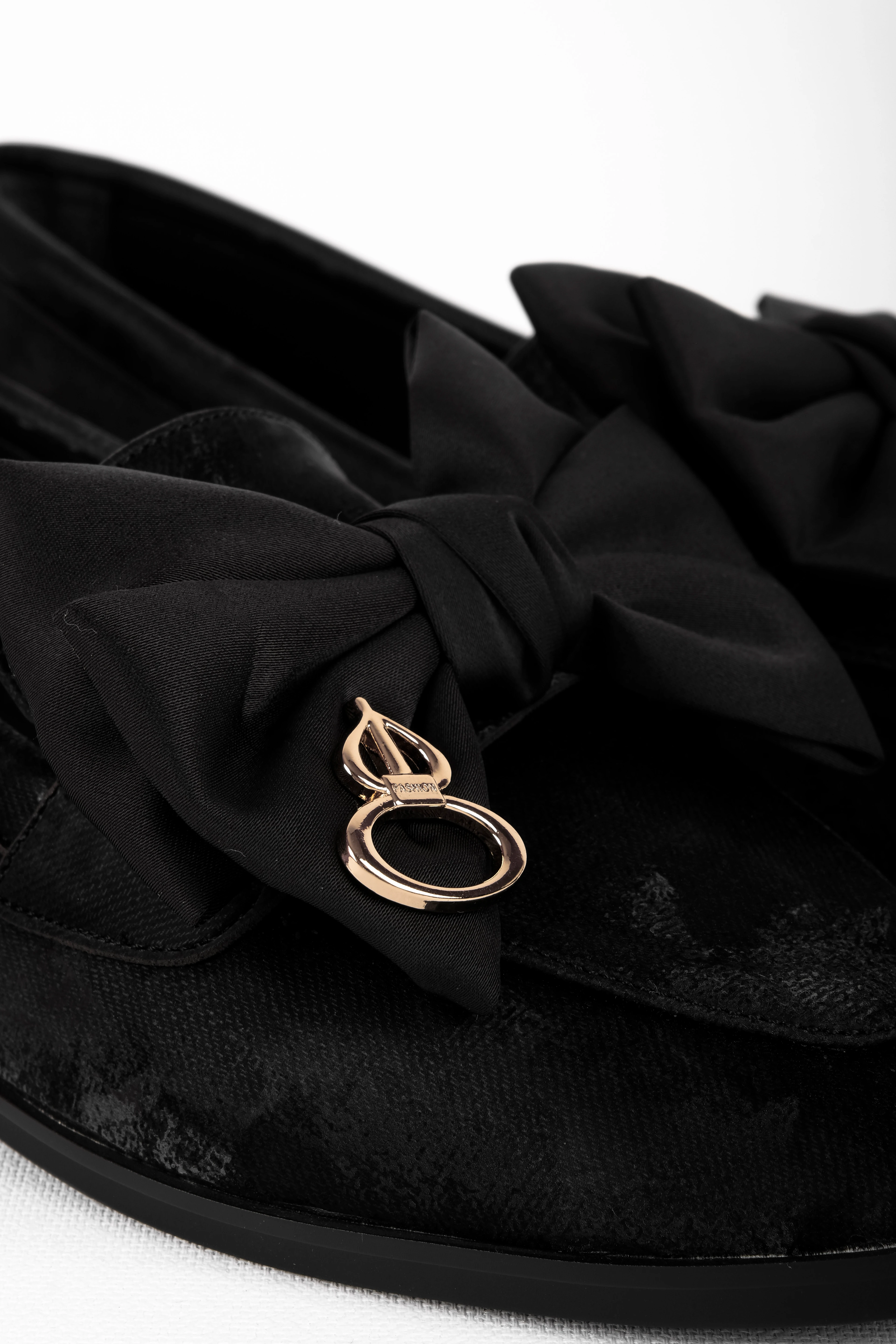 Dalsy Kadın Kadife Kumaş Kurdelalı Lüx Babet 4232 - S.Siyah