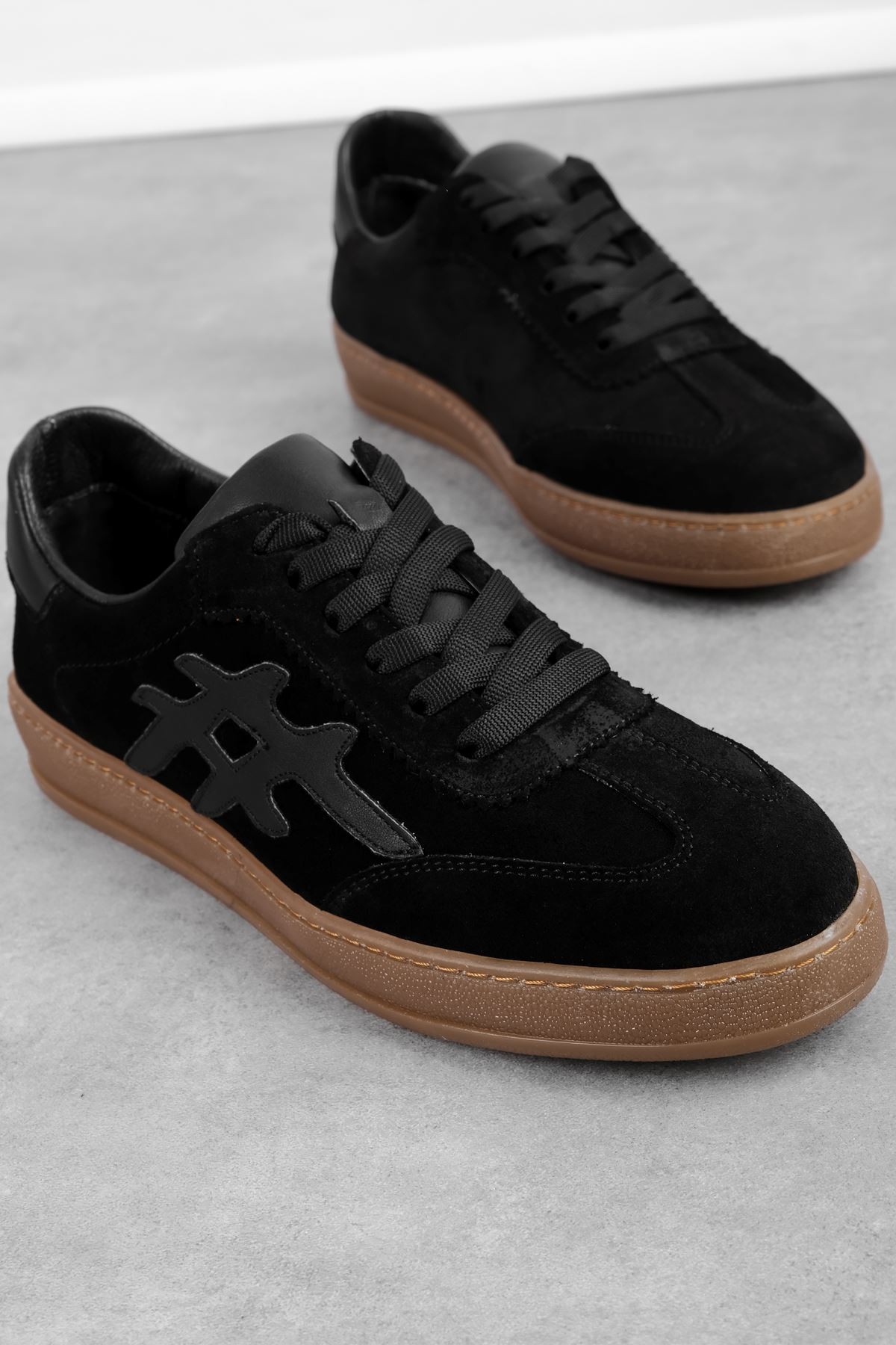 Bresy Kadın Hakiki Deri Bağcıklı Günlük Ayakkabı Sneaker 3900 - Siyah