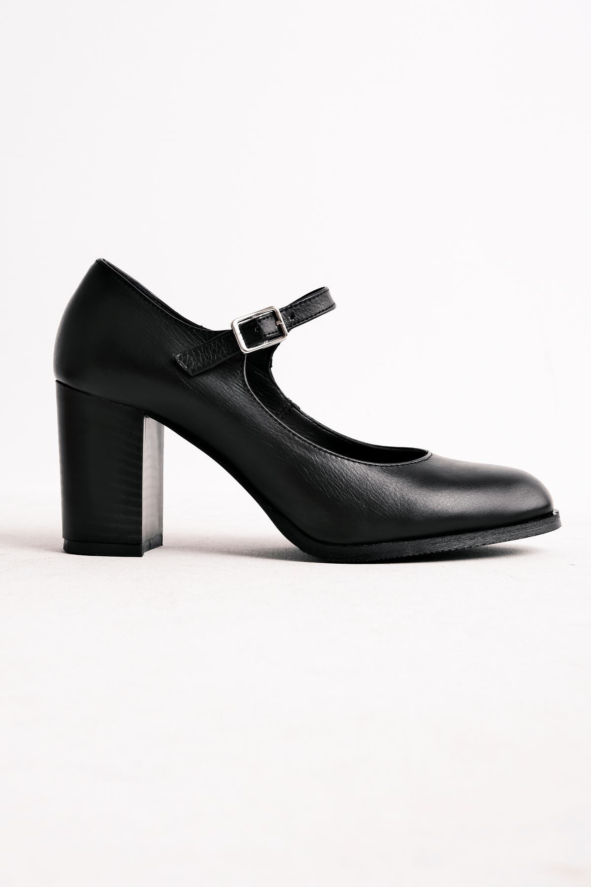 Sharoy Balerin Kadın Hakiki Deri Topuklu Ayakkabı- B2775 - Siyah