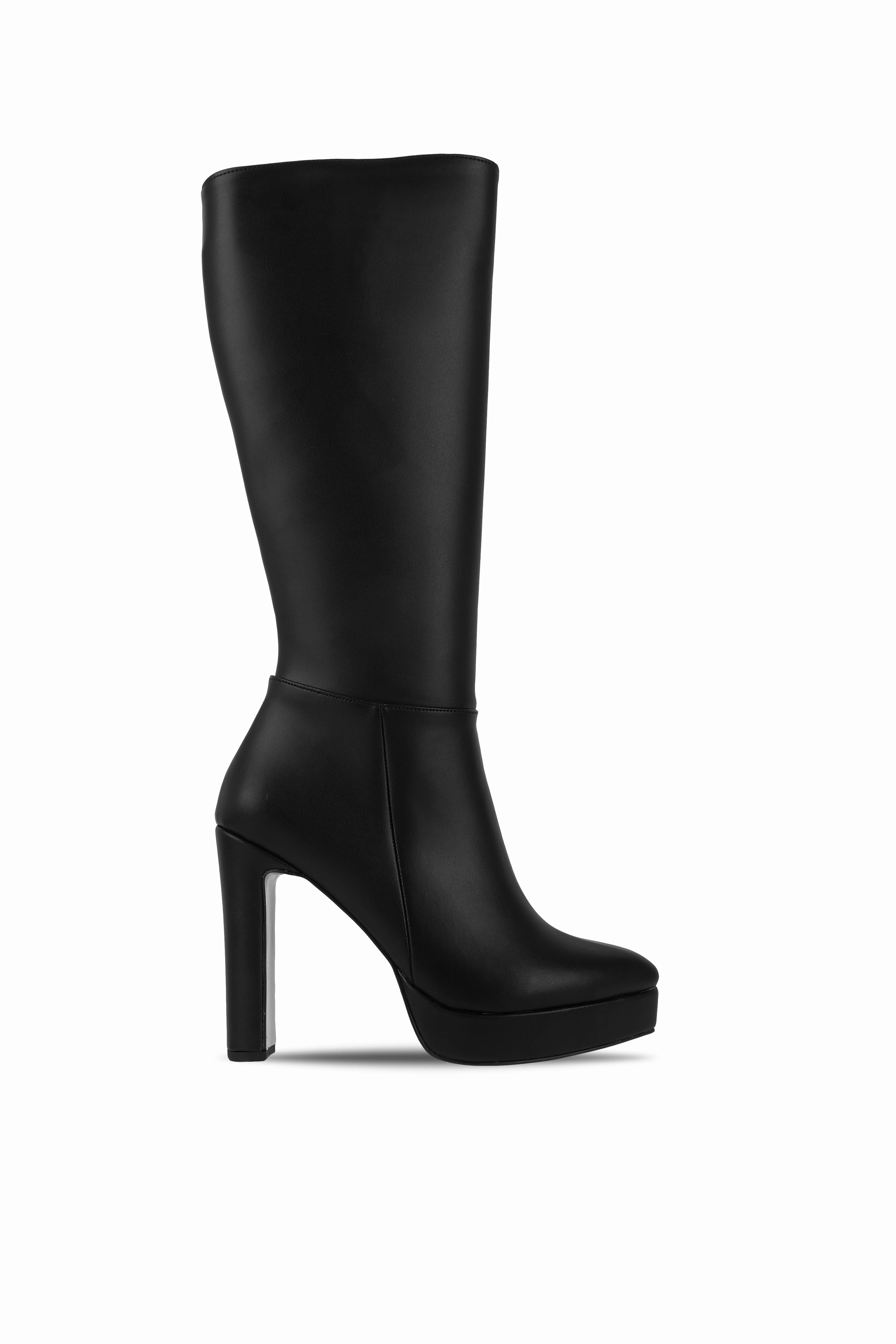 Laugy Kadın Sivri Burunlu Platform Topuklu Çizme b4250 - Siyah