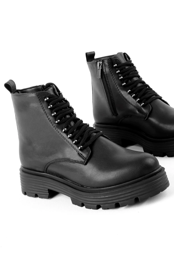 Berney Kadın Bağcık Detaylı Bot 3586 - Siyah