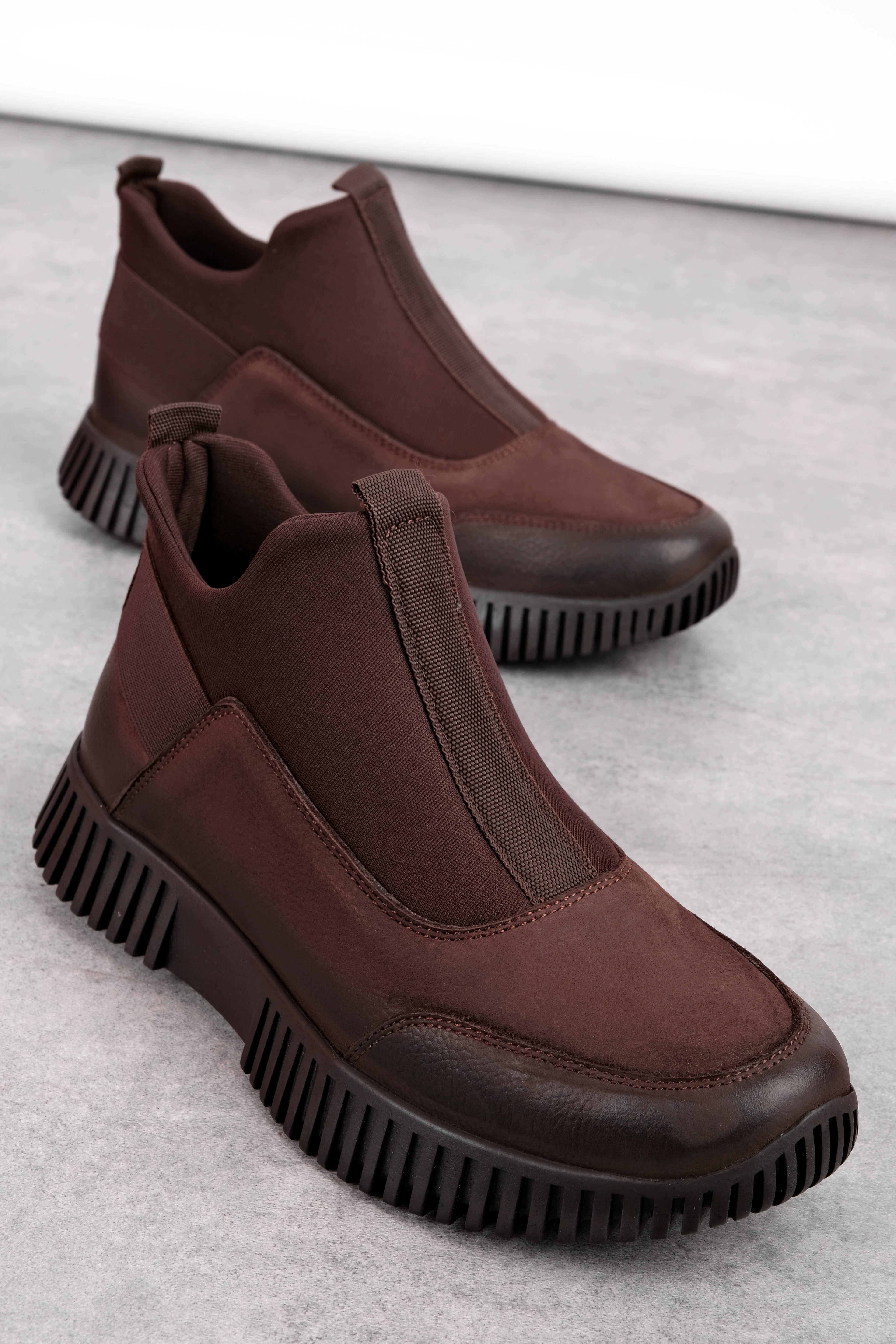 Meldy Kadın Hakiki Deri Lastik Detaylı Scuba Kumaşlı Bilek Boy Bot 4309