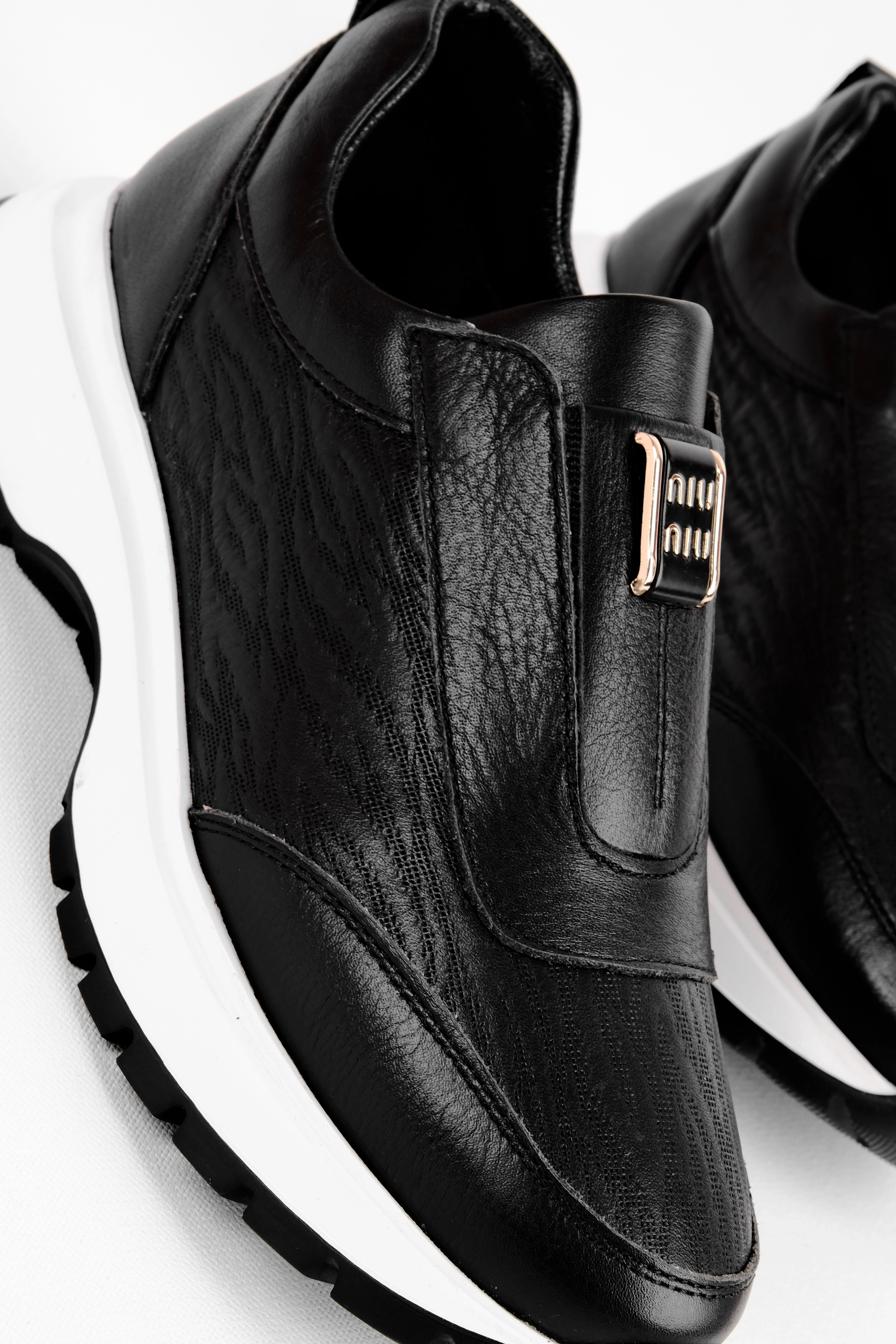 Zary Kadın Hakiki Deri Lastik Detaylı Dikişli Spor Ayakkabı Sneaker 4296