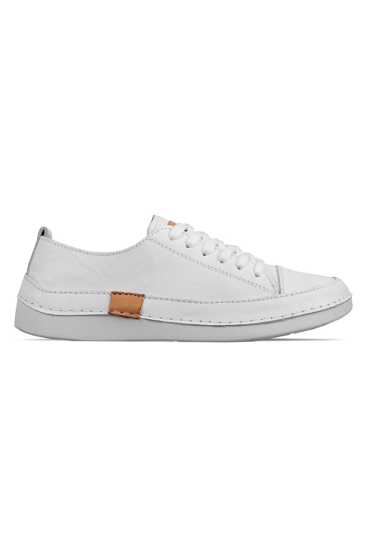Racy Kadın Hakiki Deri Bağcıklı Günlük Ayakkabı Sneaker 3652 - Beyaz