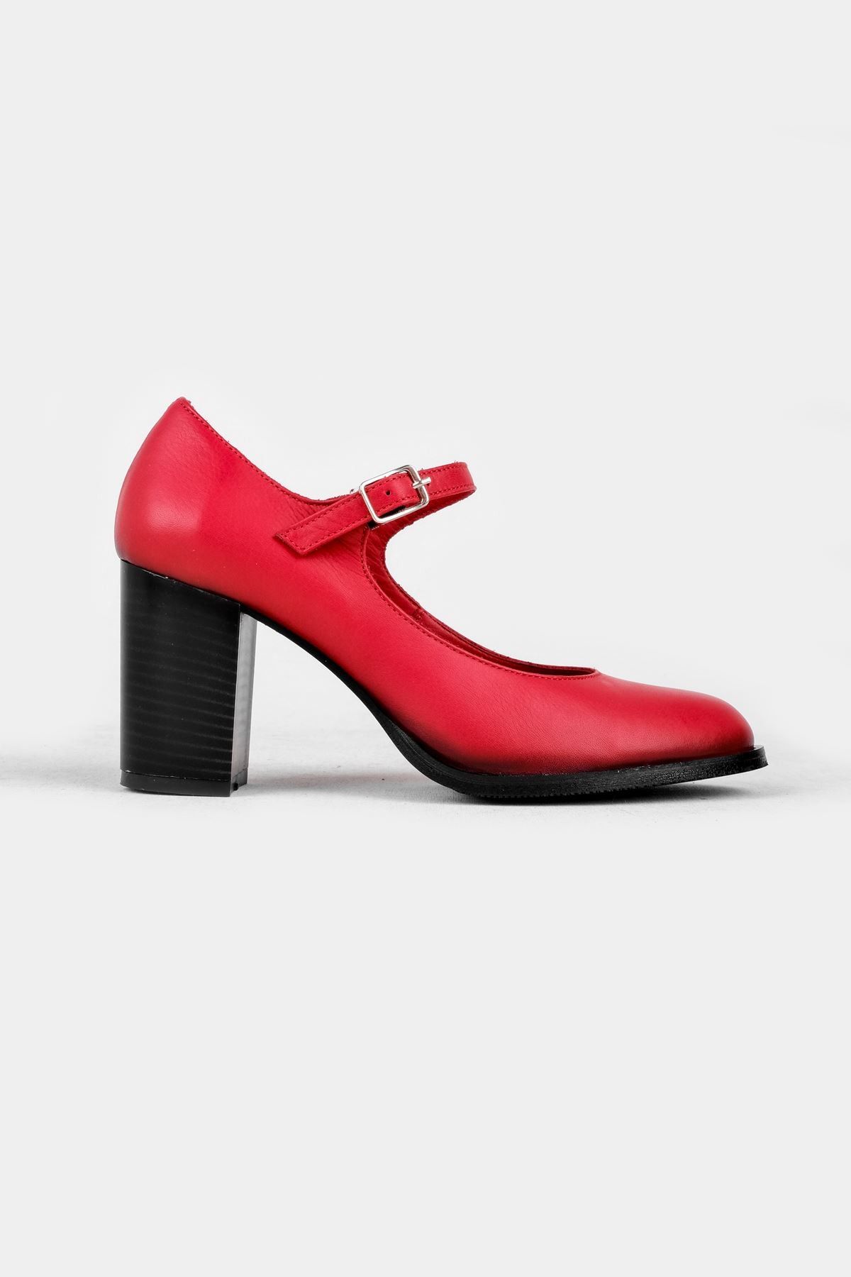 Sharoy Balerin Kadın Hakiki Deri Topuklu Ayakkabı- B2775 - Kırmızı
