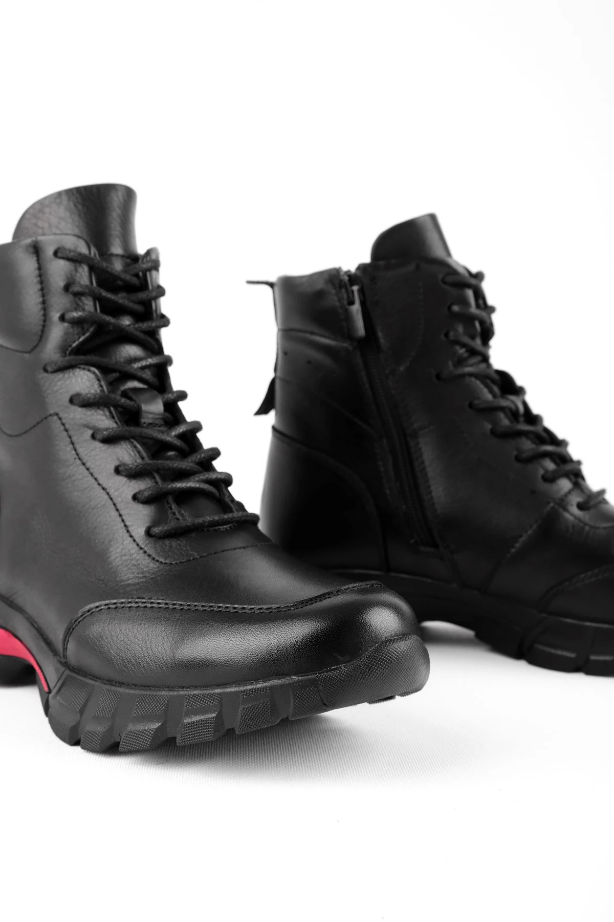 Amatsy Kadın Hakiki Deri Bağcıklı Fermuarlı Detaylı Postal Bot 3425