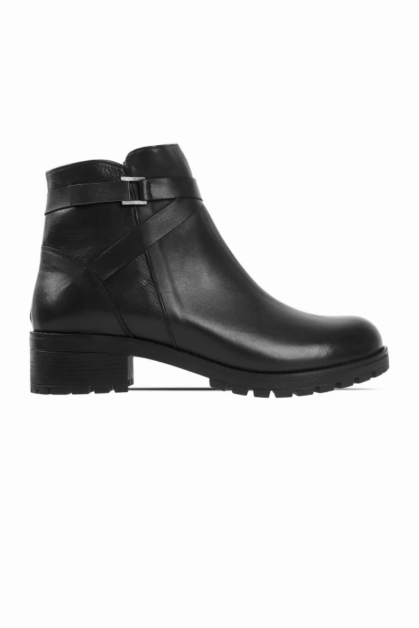 Awwmy Kadın Hakiki Deri Kemer Toka Detaylı Topuklu Bot 3650 - Siyah