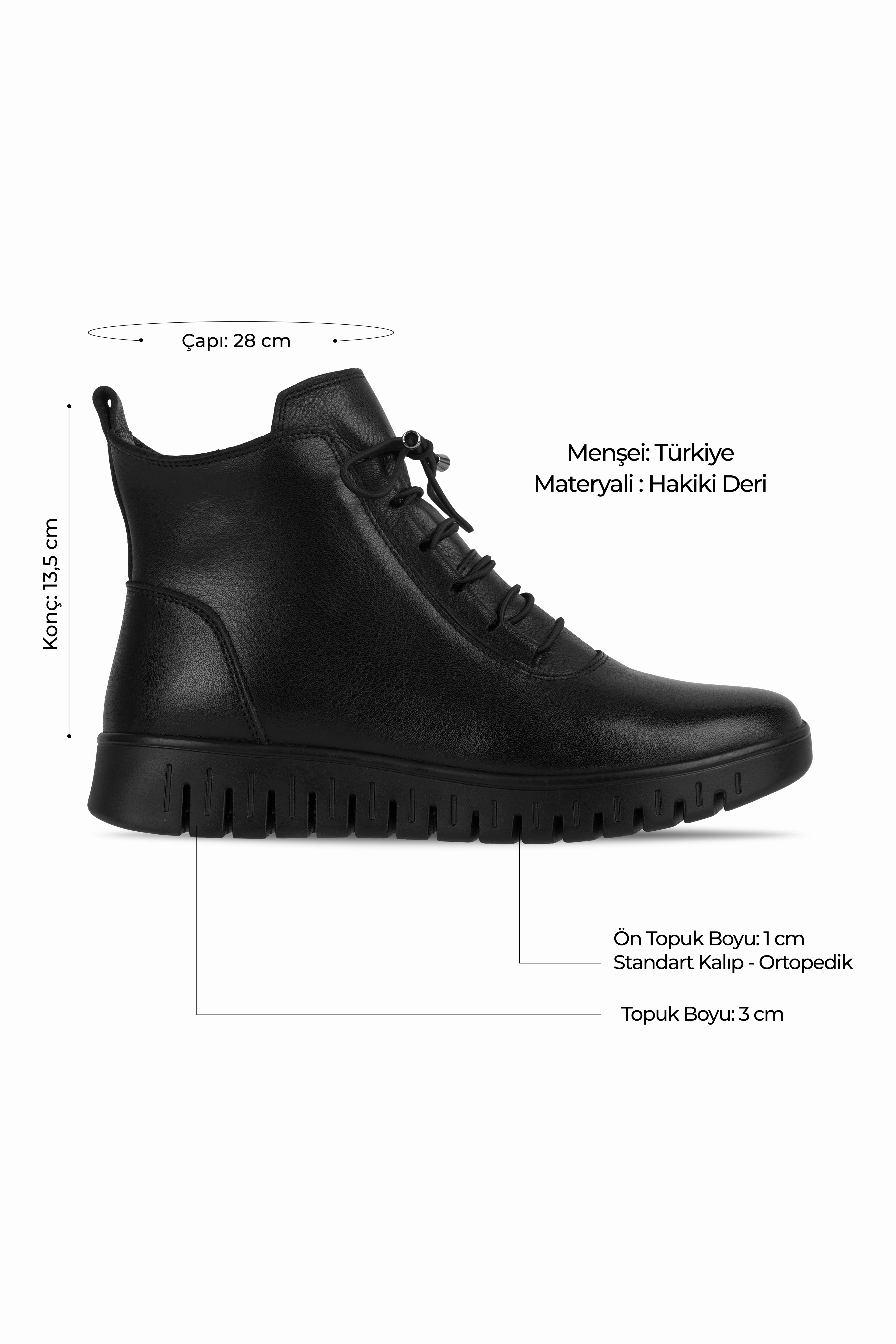 Frany Kadın Hakiki Deri Lastik Bağcıklı Bilek Boy Ortopedik Taban Bot 4247