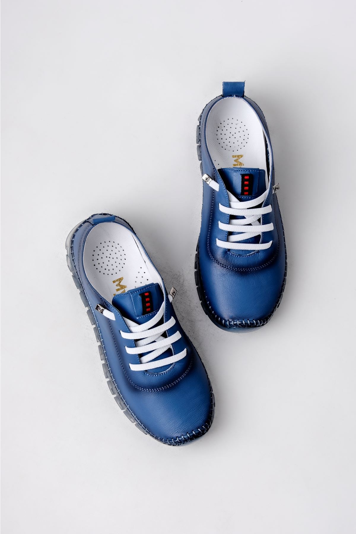 Cindy Düz Hakiki Deri Kadın Günlük Ayakkabı (B2993) - Mavi