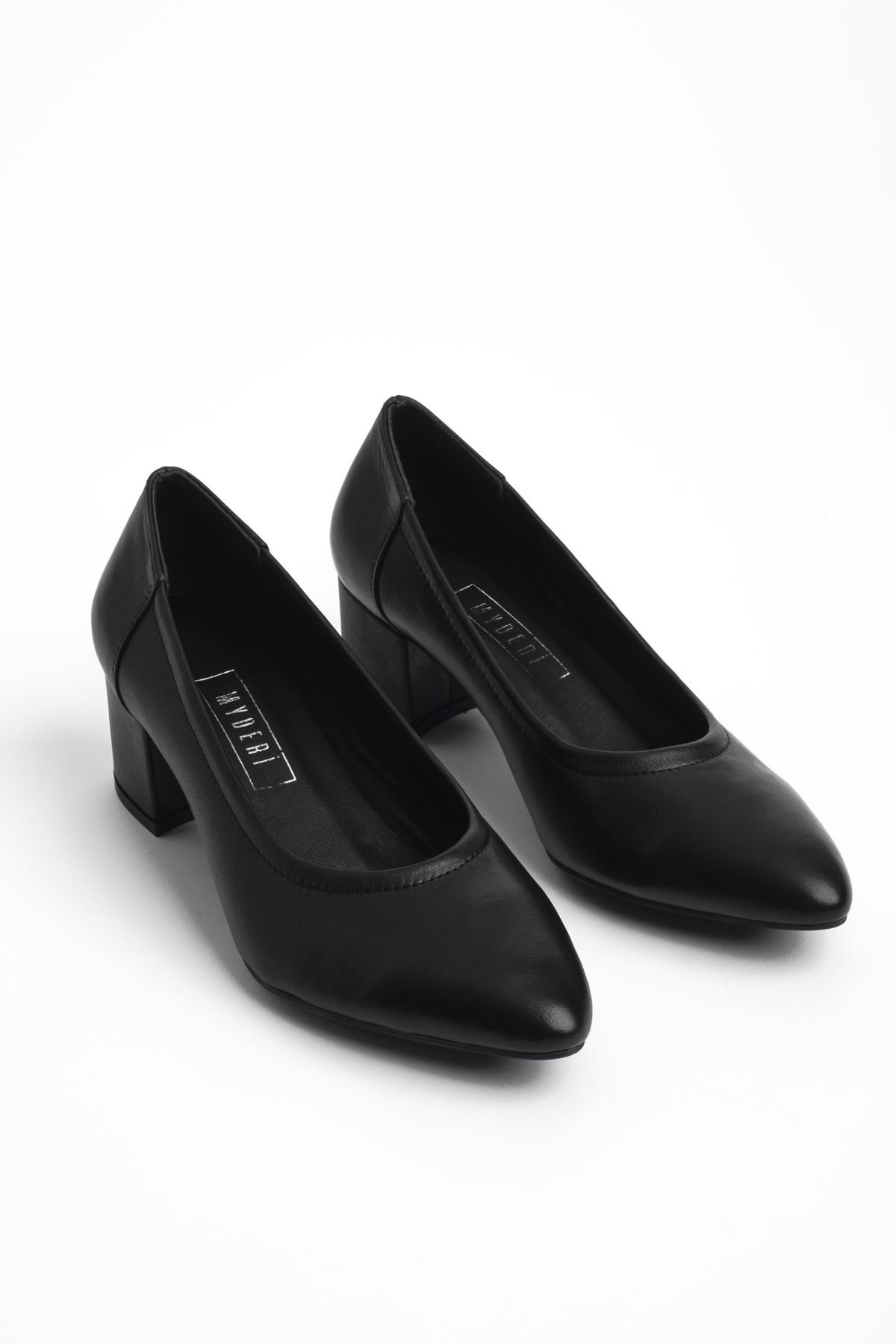 Virtus Kadın Hakiki Deri Topuklu Ayakkabı - Siyah
