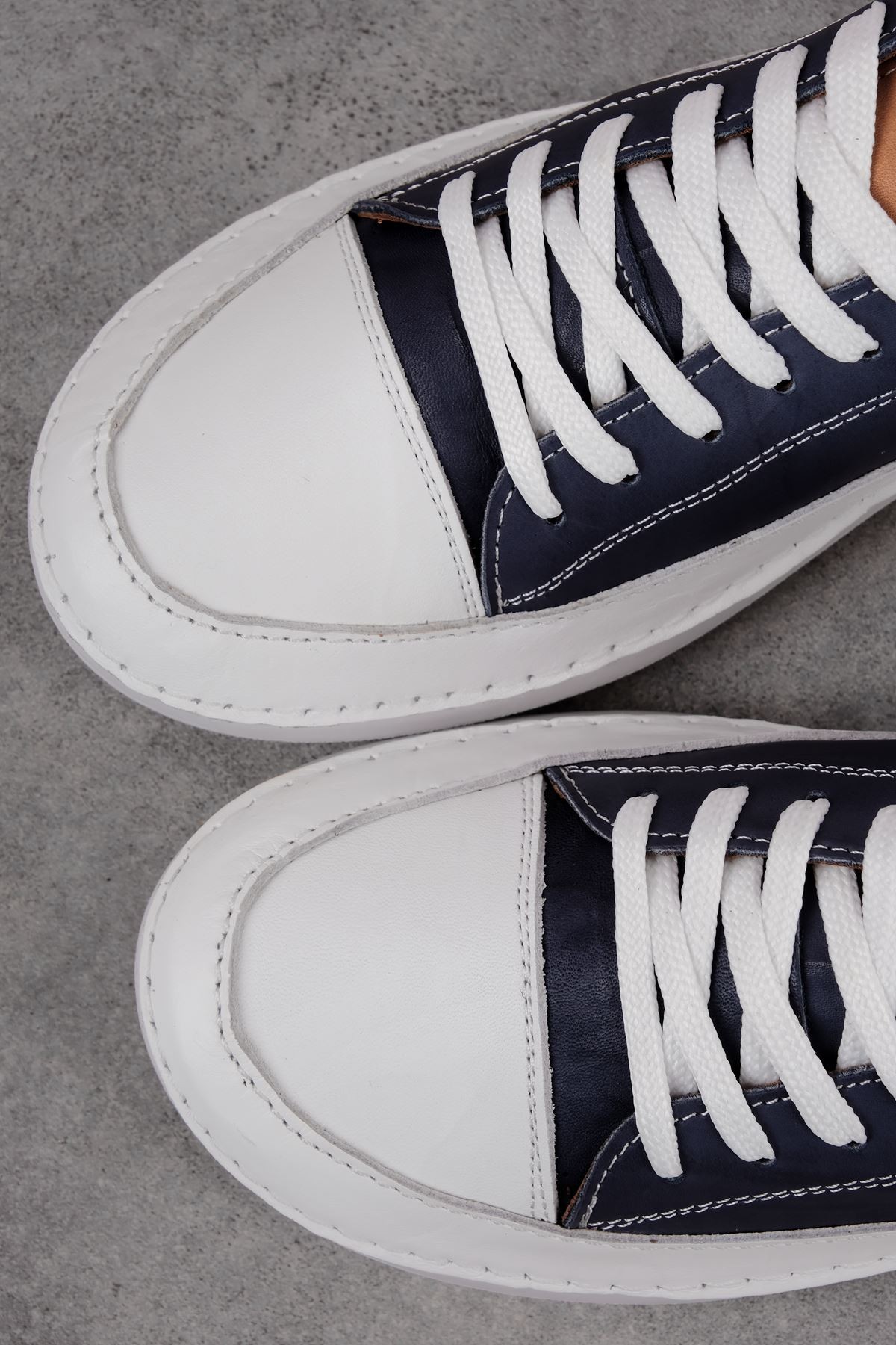 Racy Kadın Hakiki Deri Bağcıklı Günlük Ayakkabı Sneaker 3652 - Lacivert