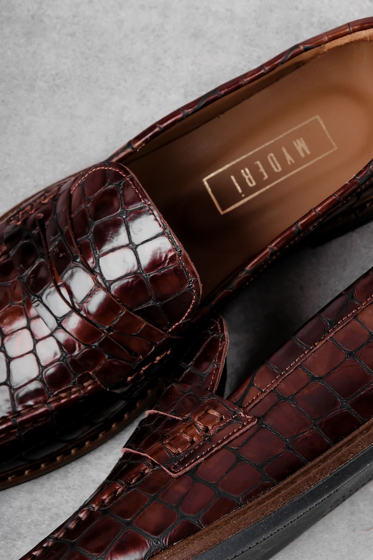 Elisy Kadın Hakiki Deri Kroko Desenli Causal Loafer Ayakkabı 4088 - Kahve