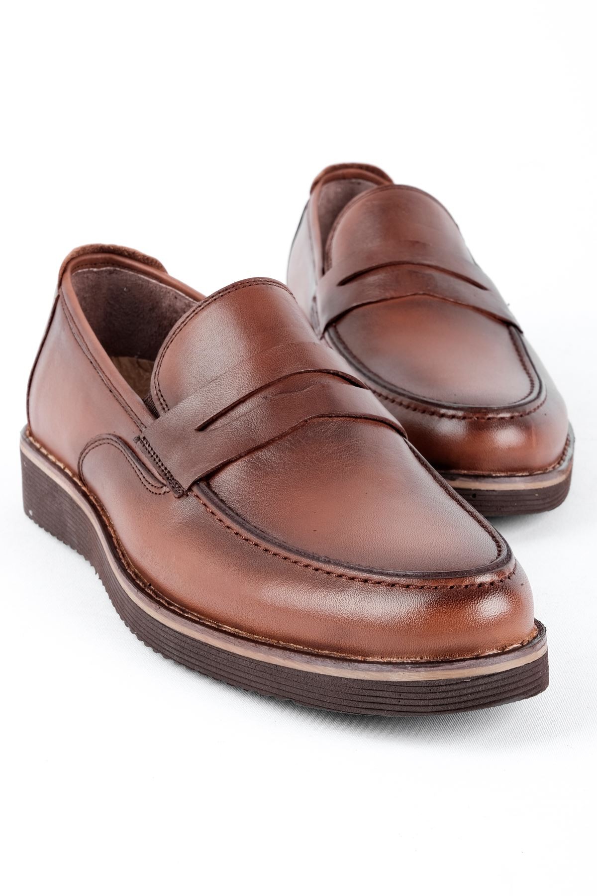 James Erkek Hakiki Deri Ayakkabı Klasik - Kahverengi