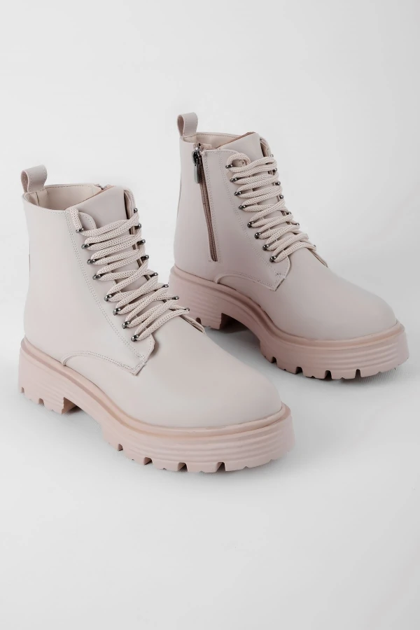 Berney Kadın Bağcık Detaylı Bot 3586 - Krem