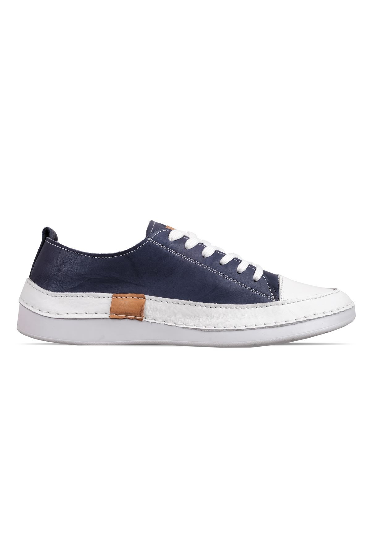 Racy Kadın Hakiki Deri Bağcıklı Günlük Ayakkabı Sneaker 3652 - Lacivert