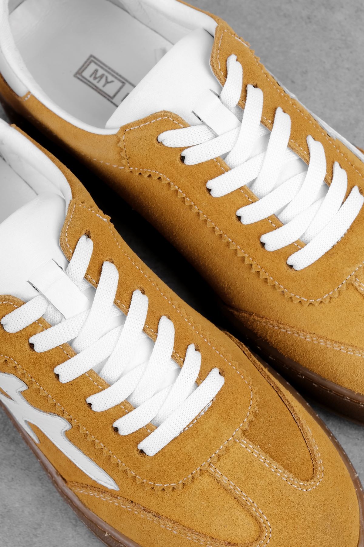 Bresy Kadın Hakiki Deri Bağcıklı Günlük Ayakkabı Sneaker 3900 - Hardal