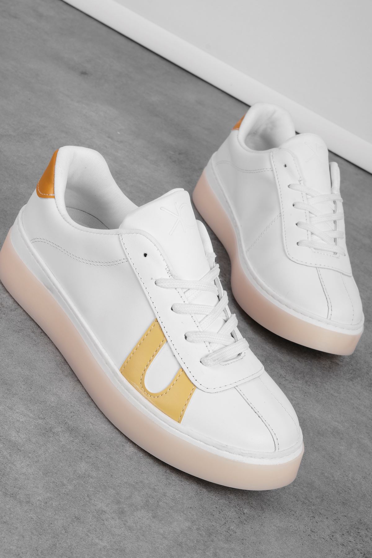 Walky Kadın Hakiki Deri Günlük Spor Ayakkabı Sneaker 4159 - Sarı