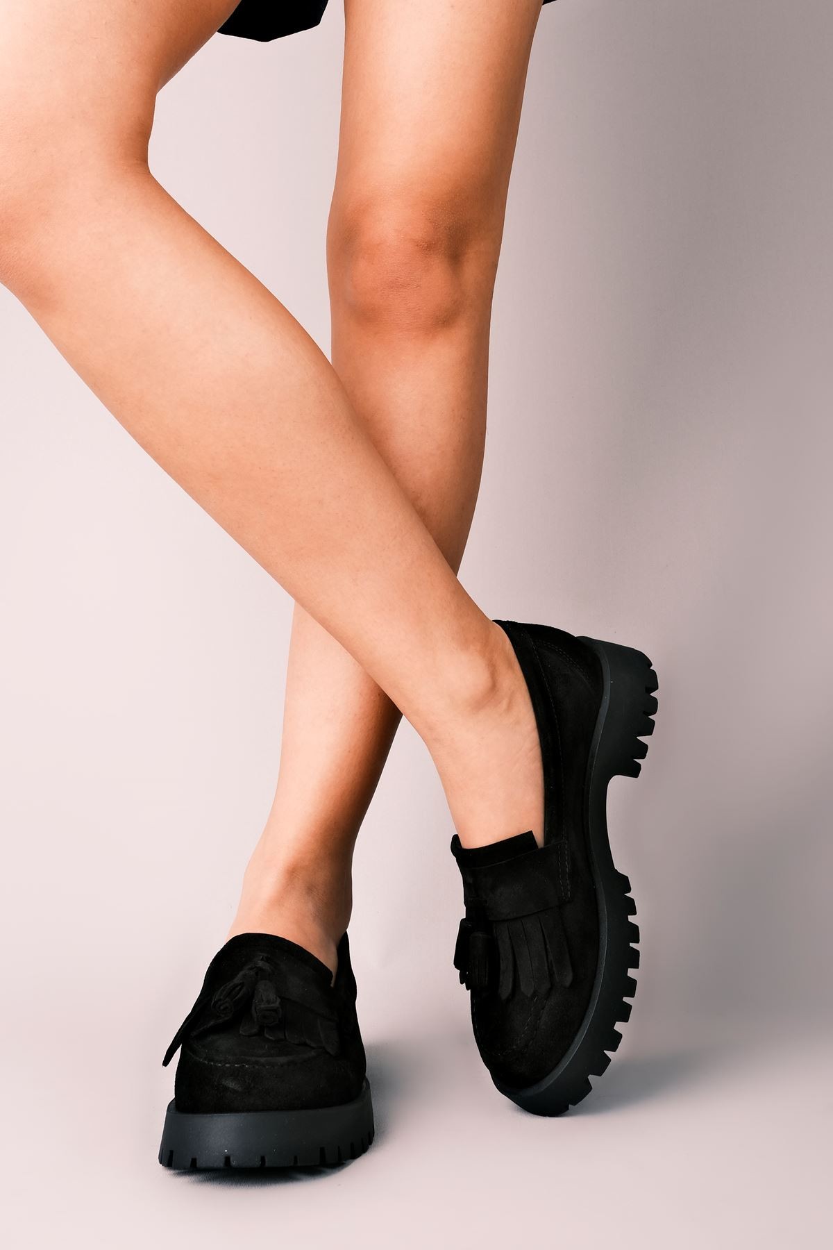 Secret Kadın Oxford Hakiki Deri Ayakkabı Püsküllü - S.Siyah