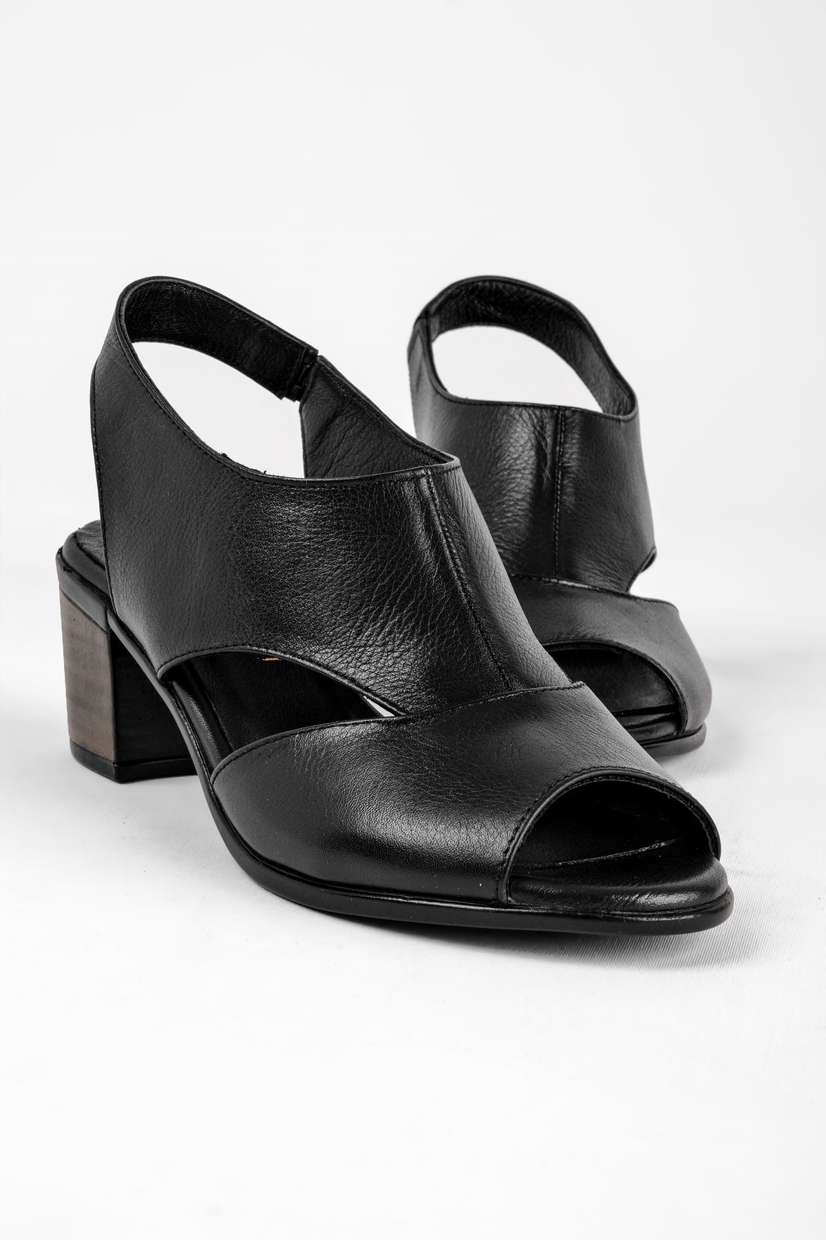 Breda Kadın Hakiki Deri Topuklu Ayakkabı (B2119 ) - Siyah