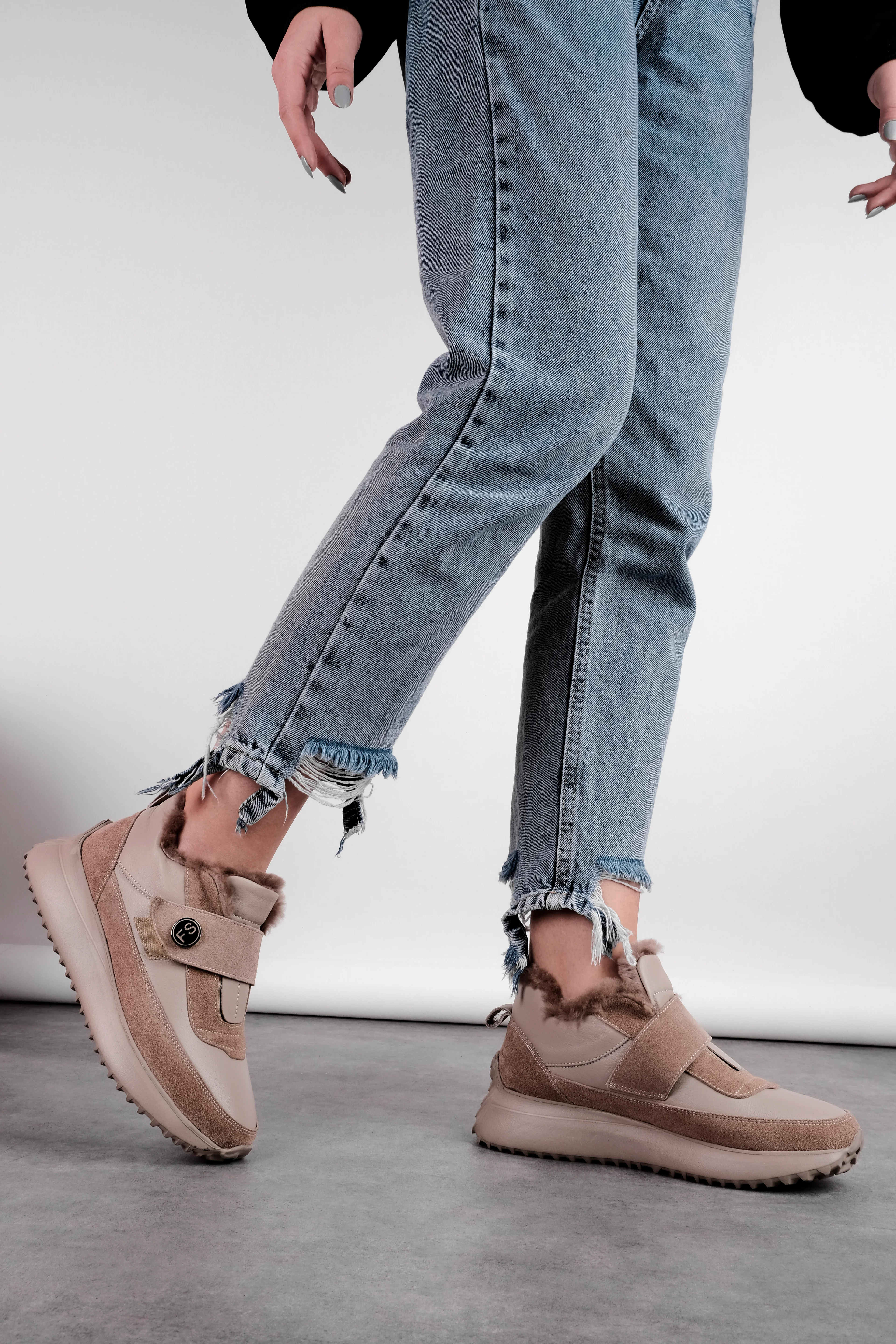 İdy Kadın Hakiki Deri İçi Komple Tüylü Spor Ayakkabı 4297 - S.VİZYON