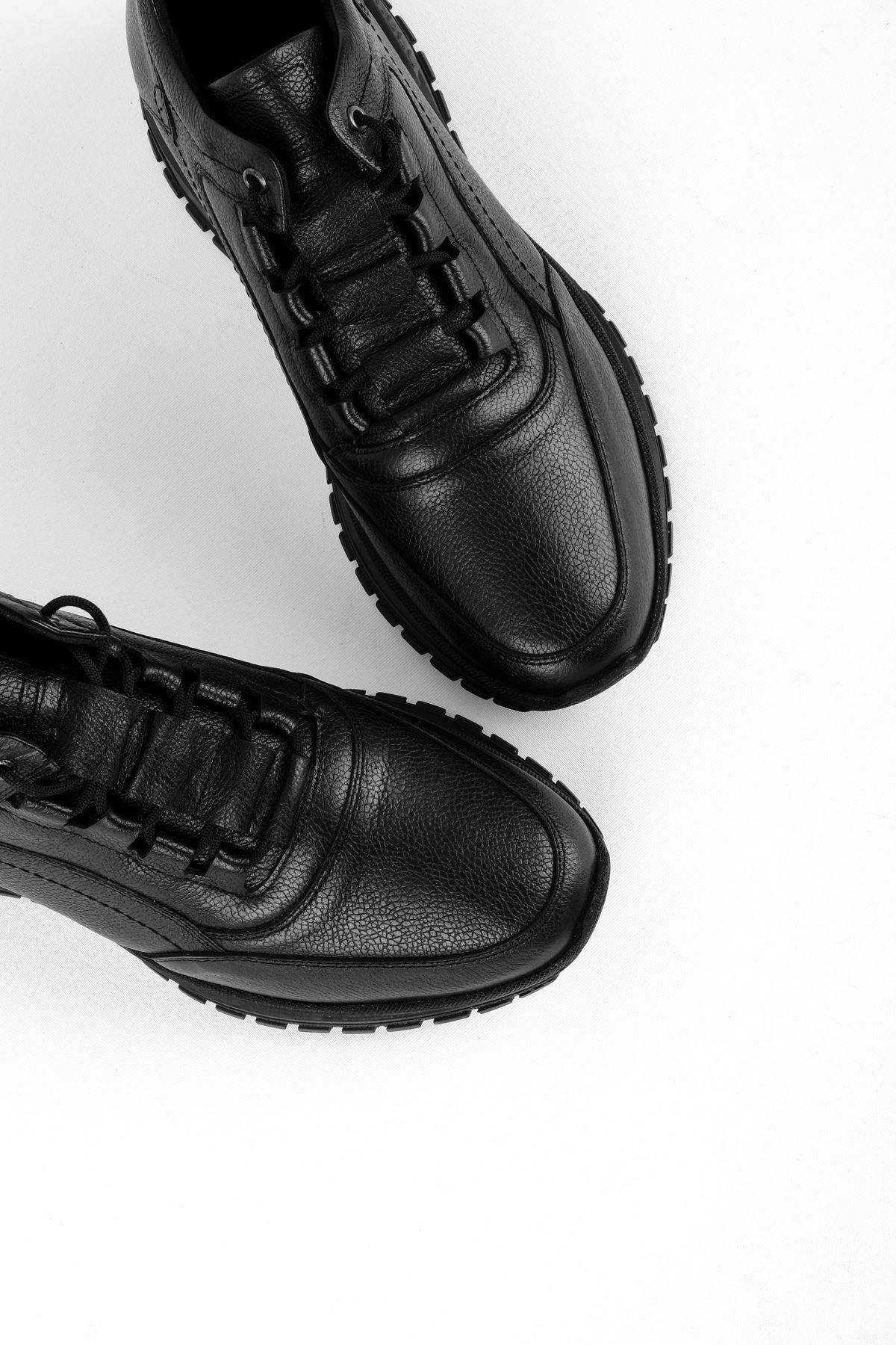 Raxel Hakiki Deri Erkek Ayakkabı Yarım Kısa Bot - Siyah
