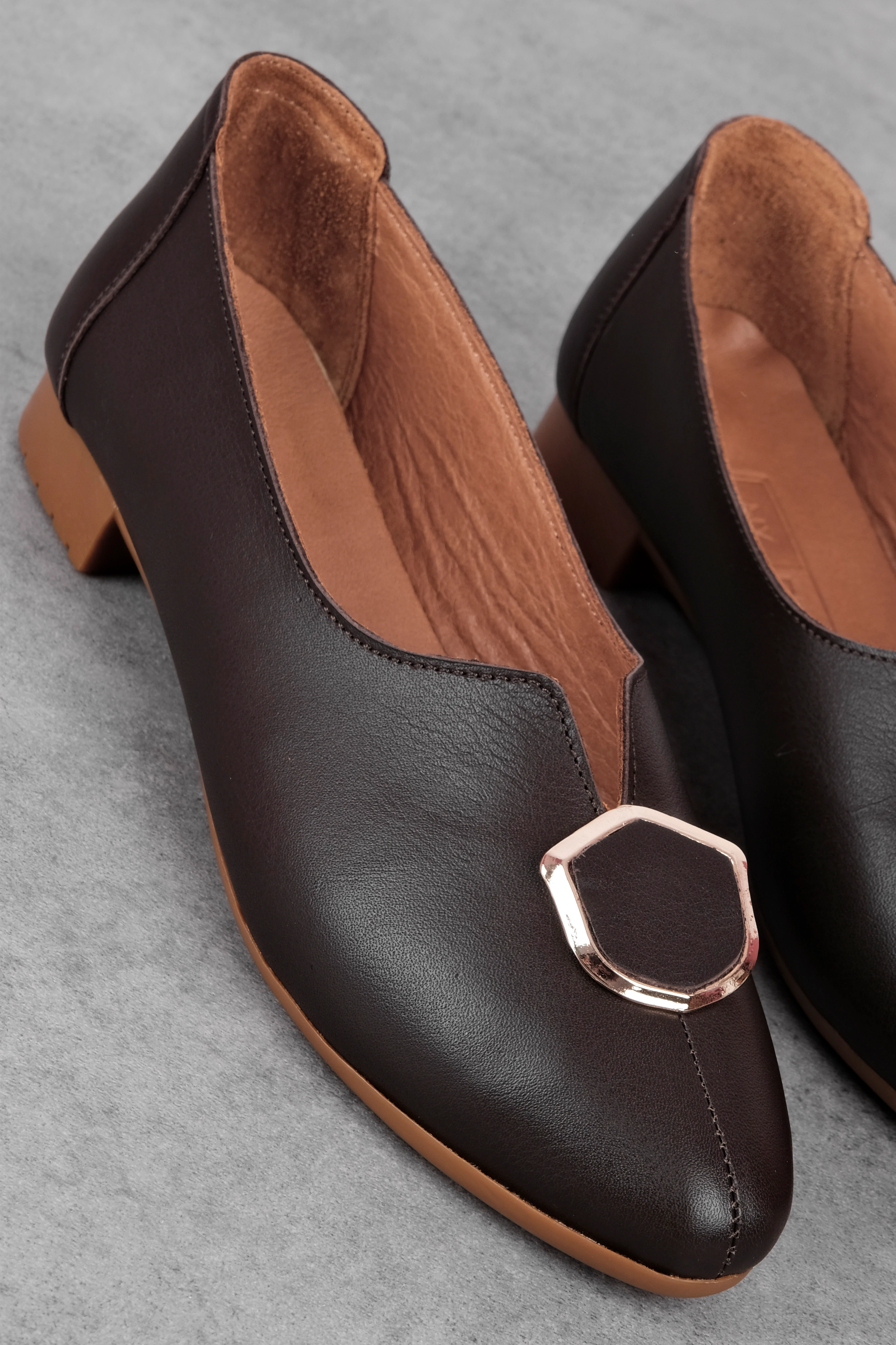 Minay Kadın Hakiki Deri Babet 4280 - Kahverengi