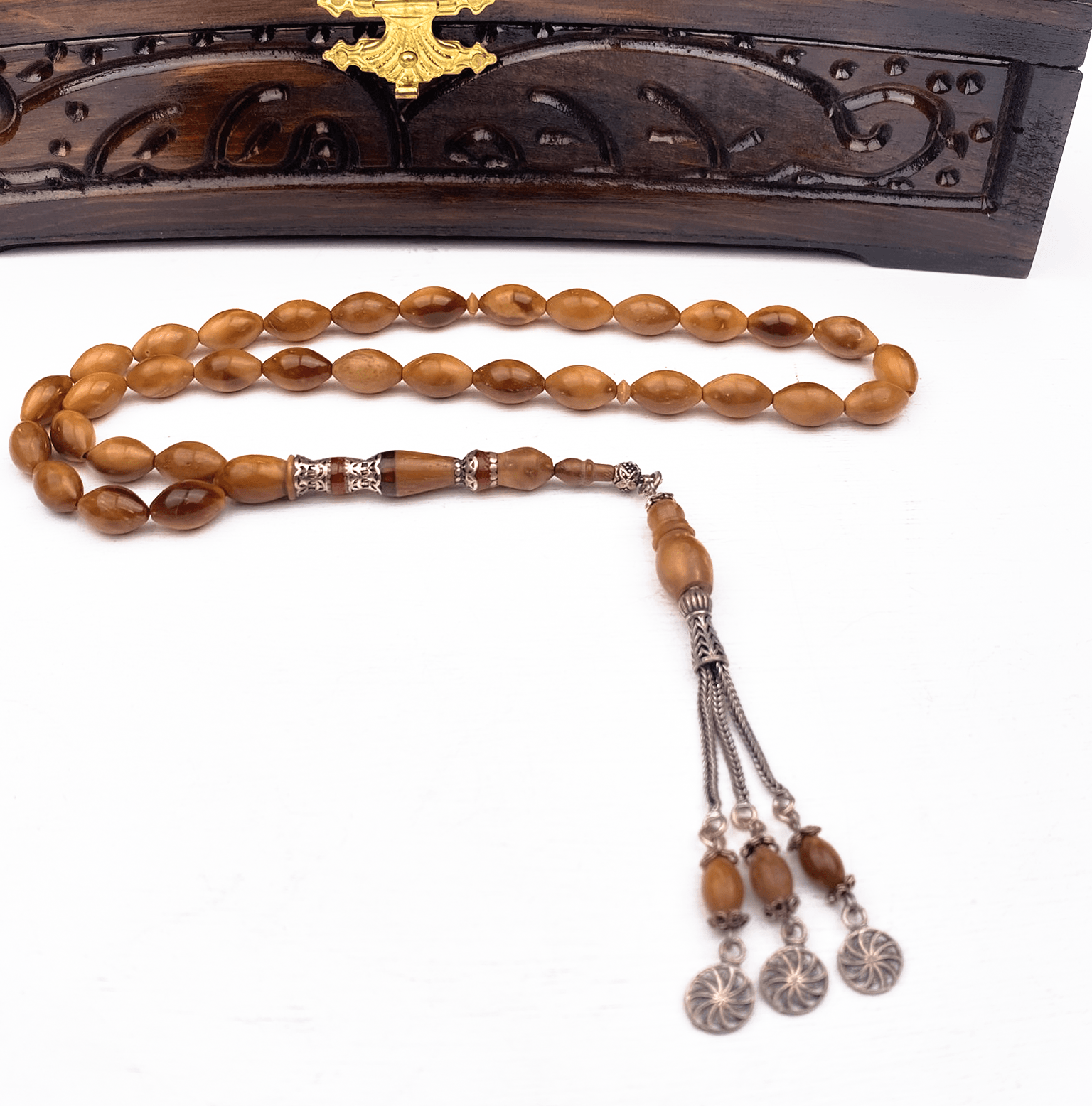 925 Ayar Gümüş Püsküllü Arpa Kesim Kuka Tesbih