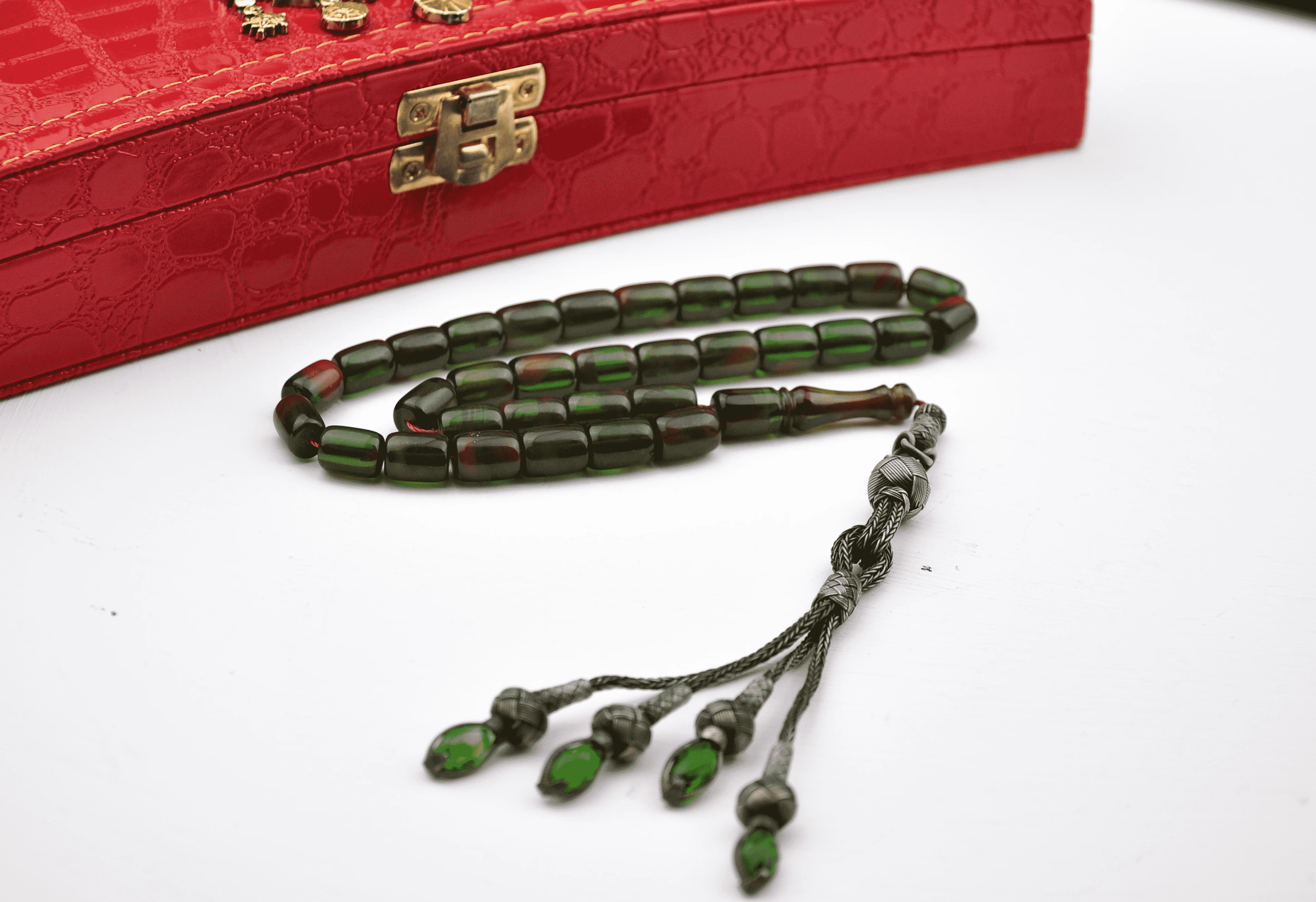 1000 Ayar Kazaz Püsküllü Kapsül Kesim Ateş Kehribar Tesbih