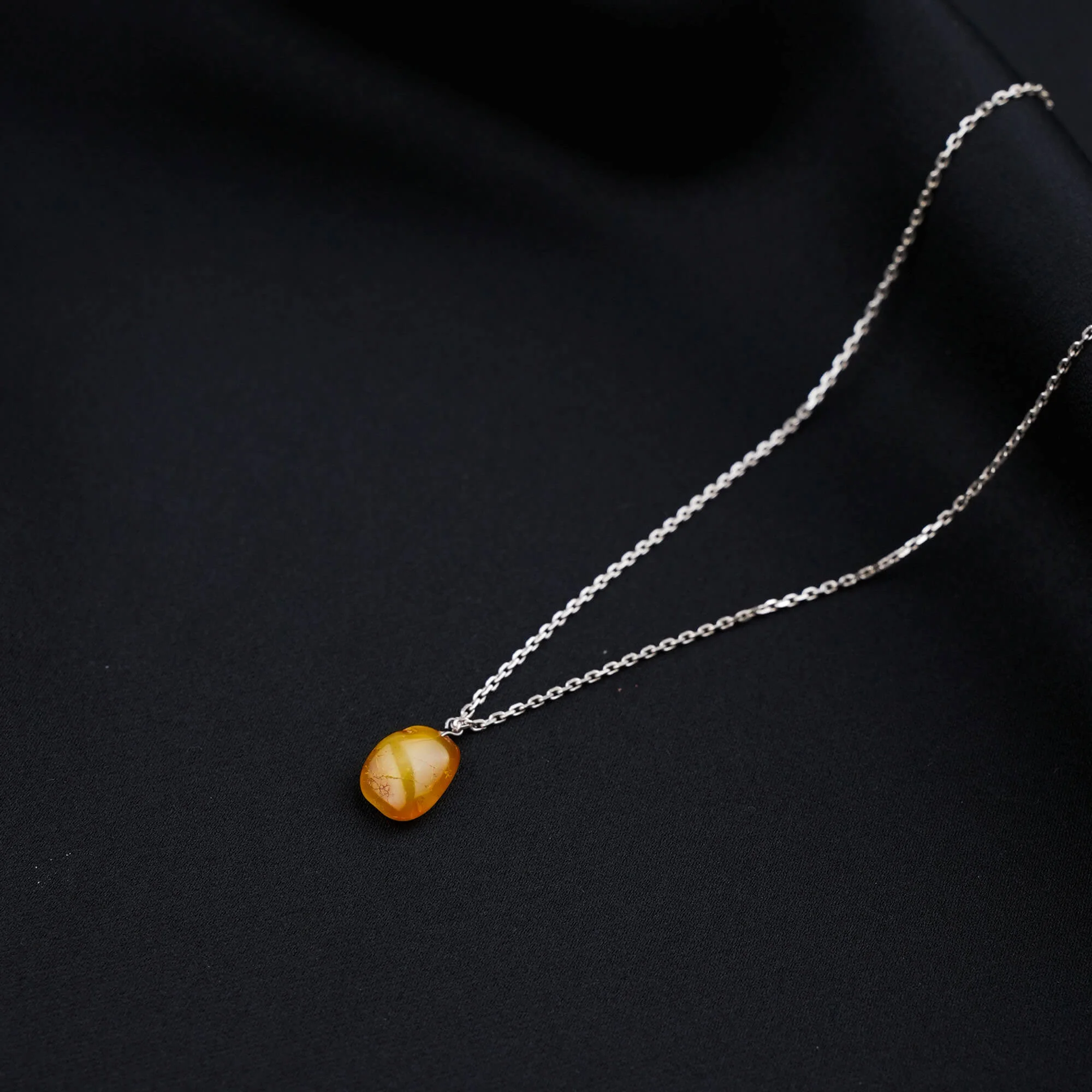 925 Ayar Kadın Gümüş Kolye Zarif Sarı Taş