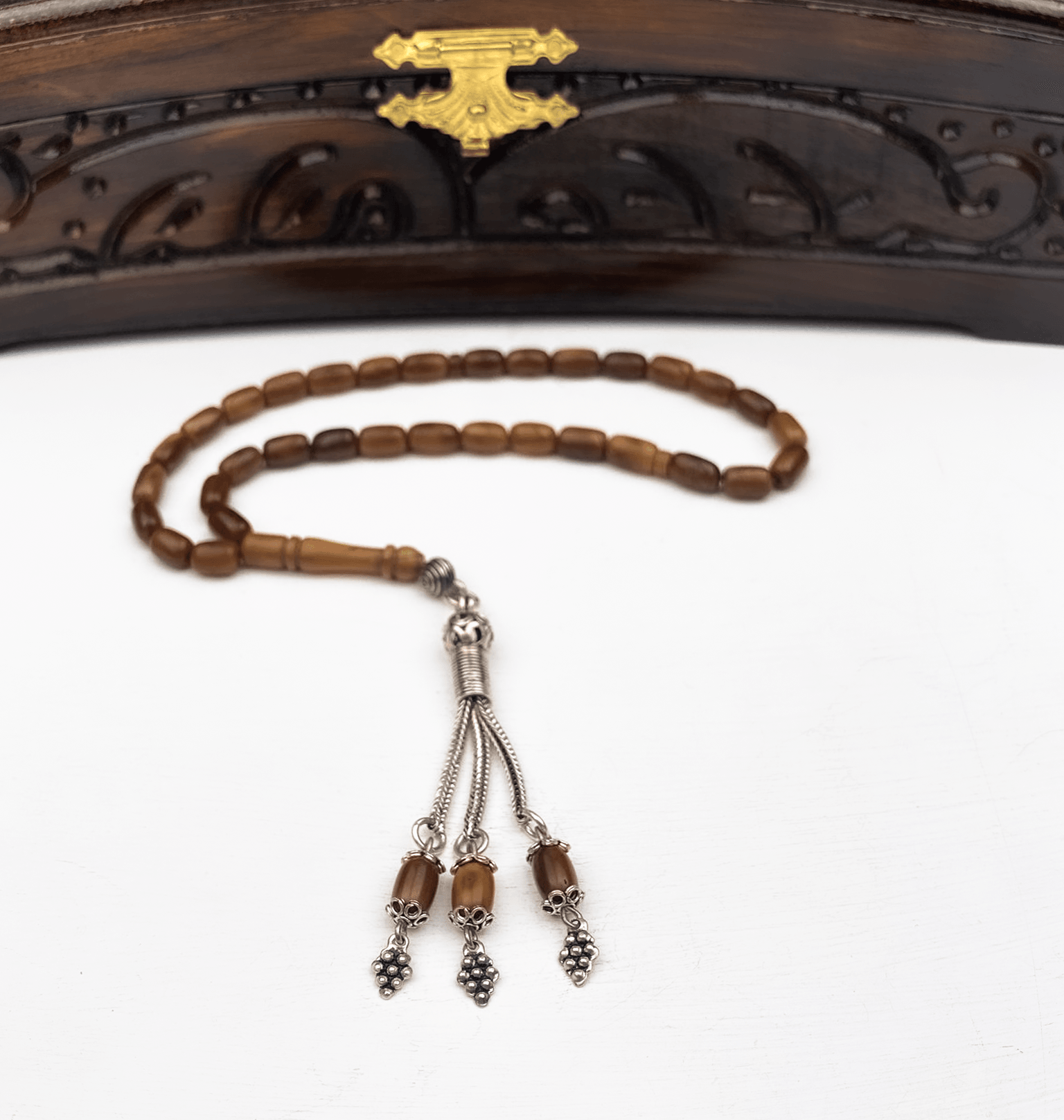 925 Ayar Gümüş Püsküllü Kapsül Kesim Kuka Tesbih