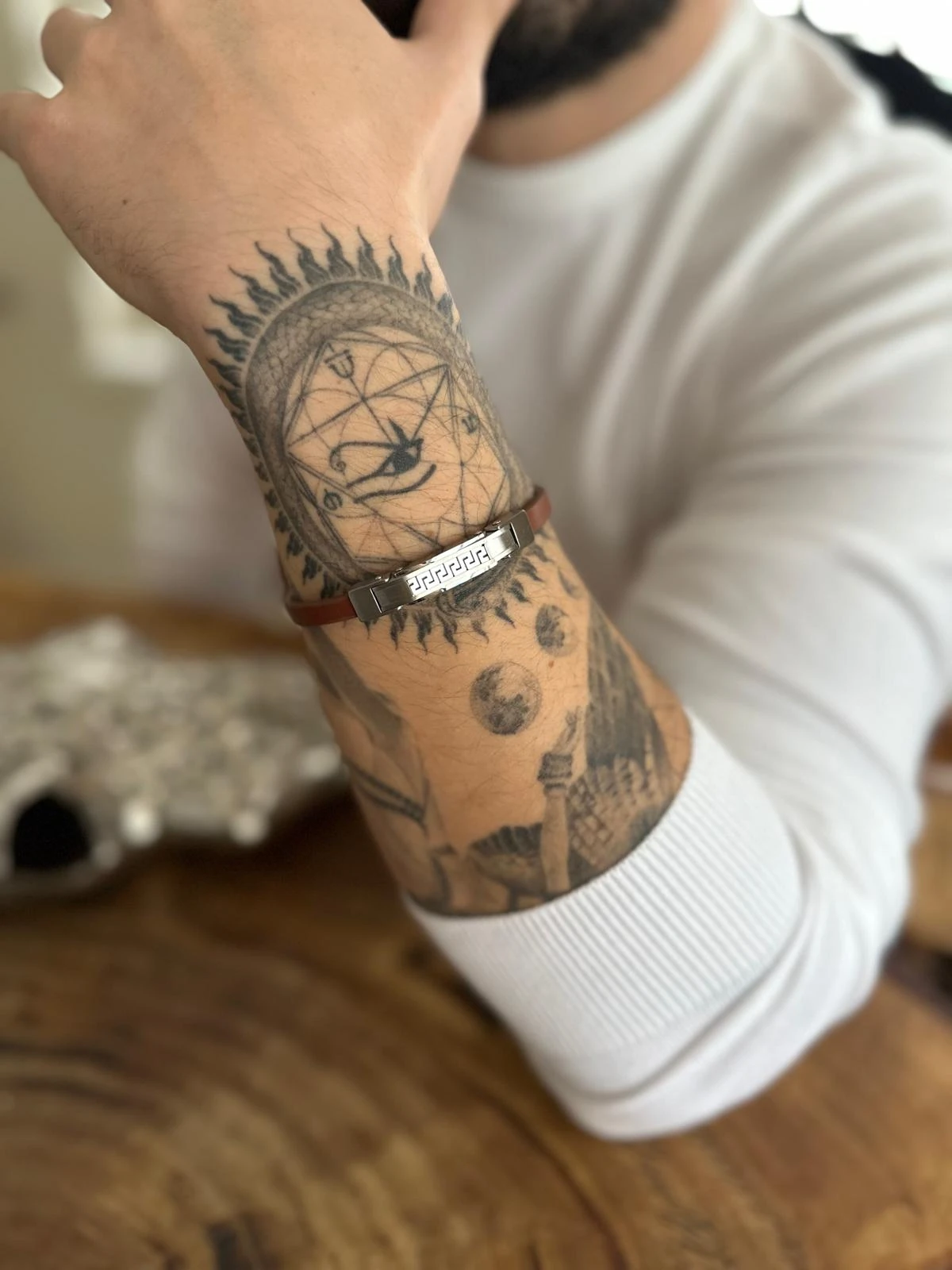 Deri İthal Erkek Çelik Bileklik