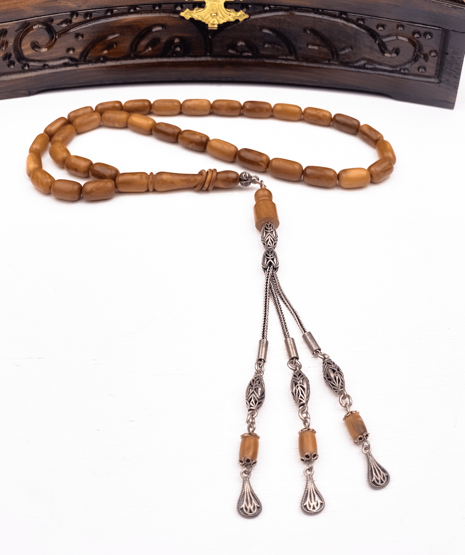 925 Ayar Gümüş Püsküllü Kapsül Kesim Kuka Tesbih