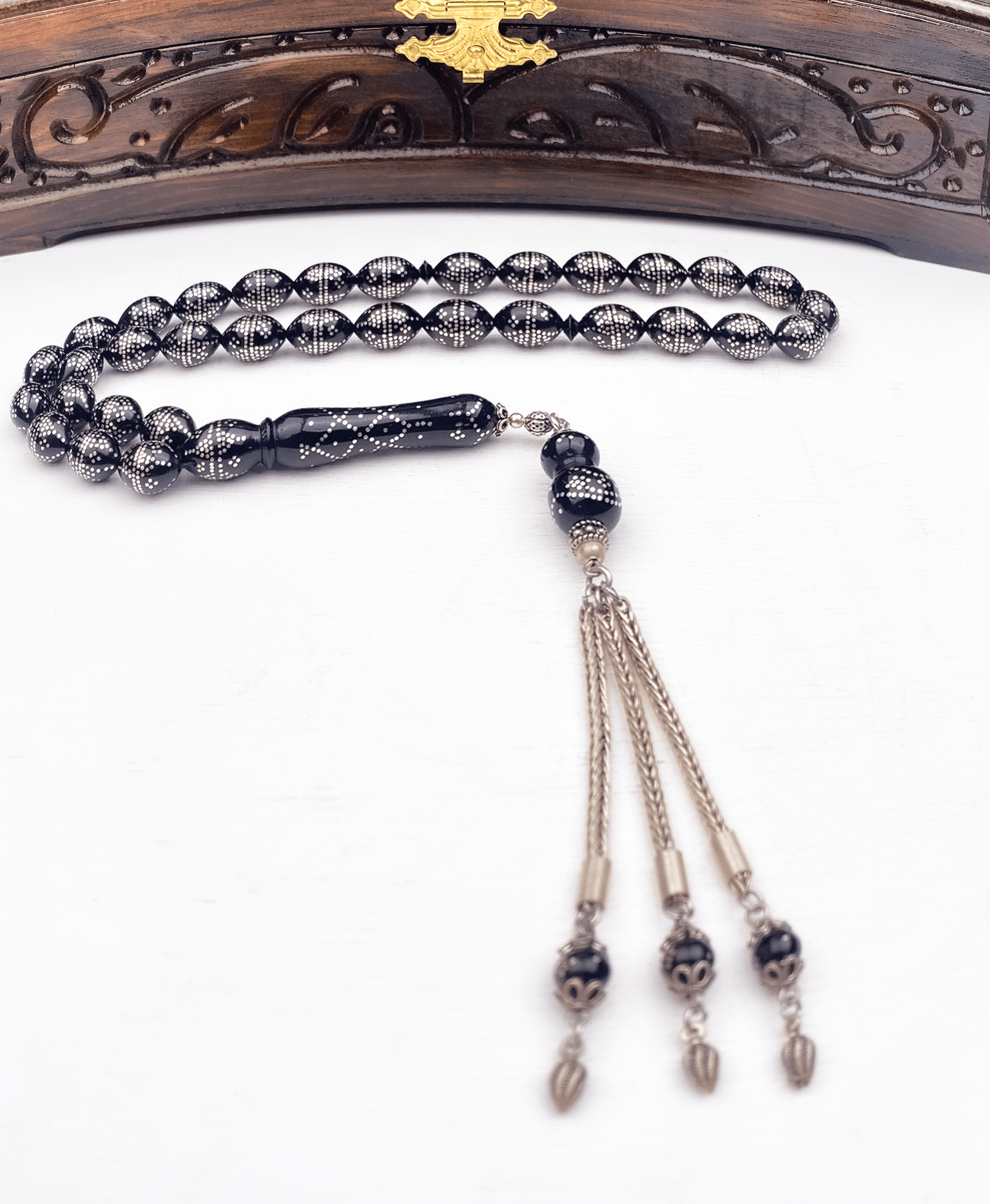 925 Ayar Gümüş Püsküllü Arpa Kesim Kuka Tesbih