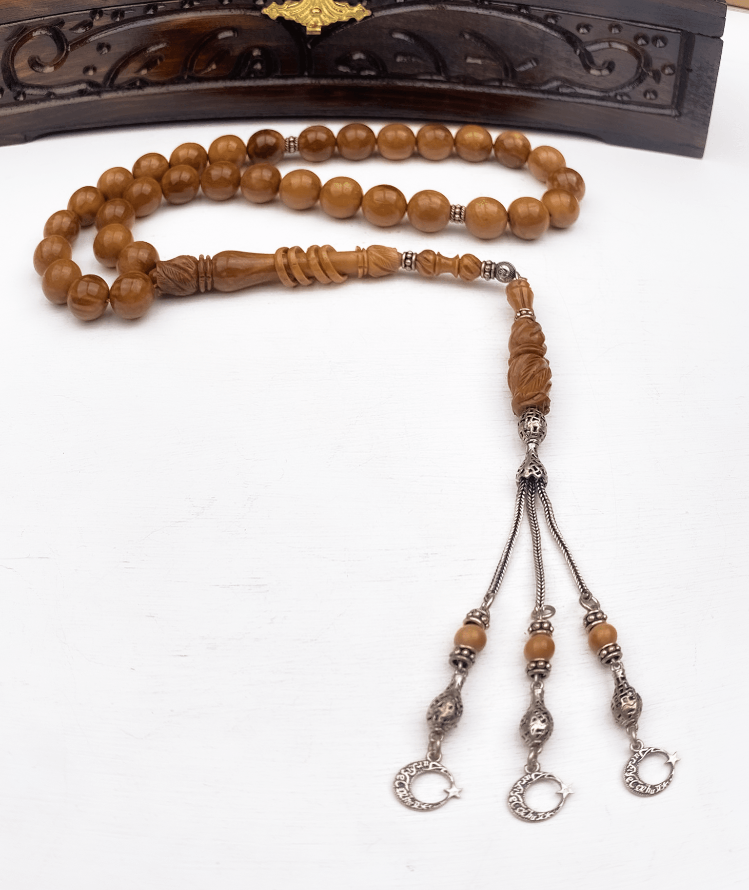 925 Ayar Gümüş Püsküllü Kapsül Kesim Kuka Tesbih