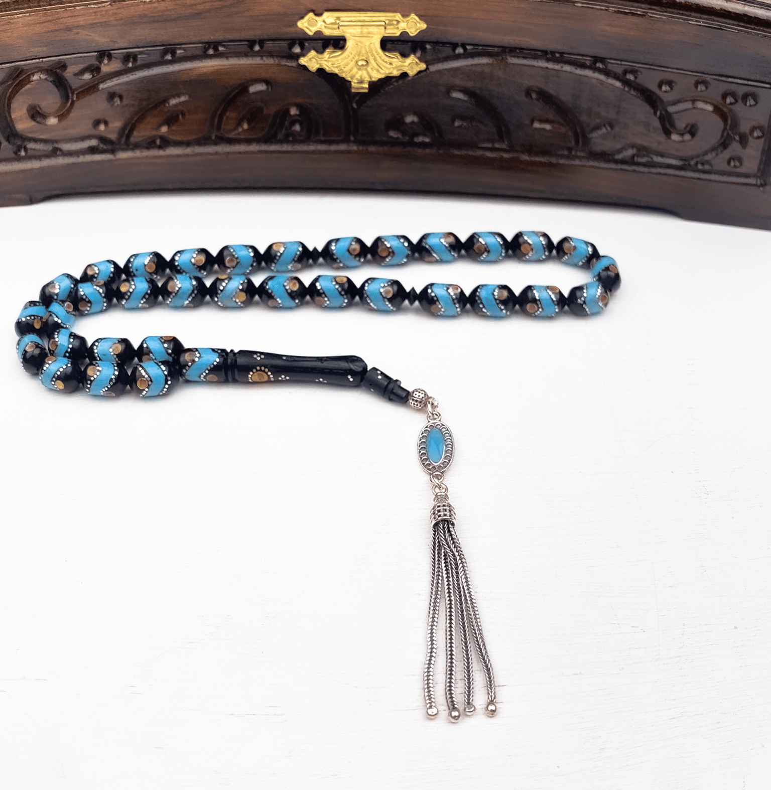 925 Ayar Gümüş Püsküllü Kapsül Kesim Kuka Tesbih