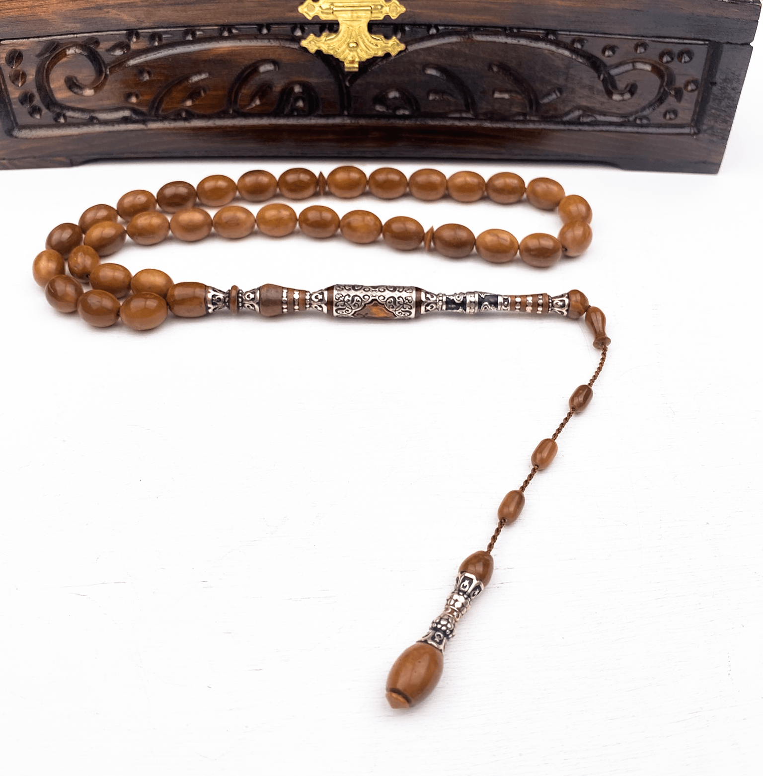 925 Ayar Gümüş Püsküllü Kapsül Kesim Kuka Tesbih