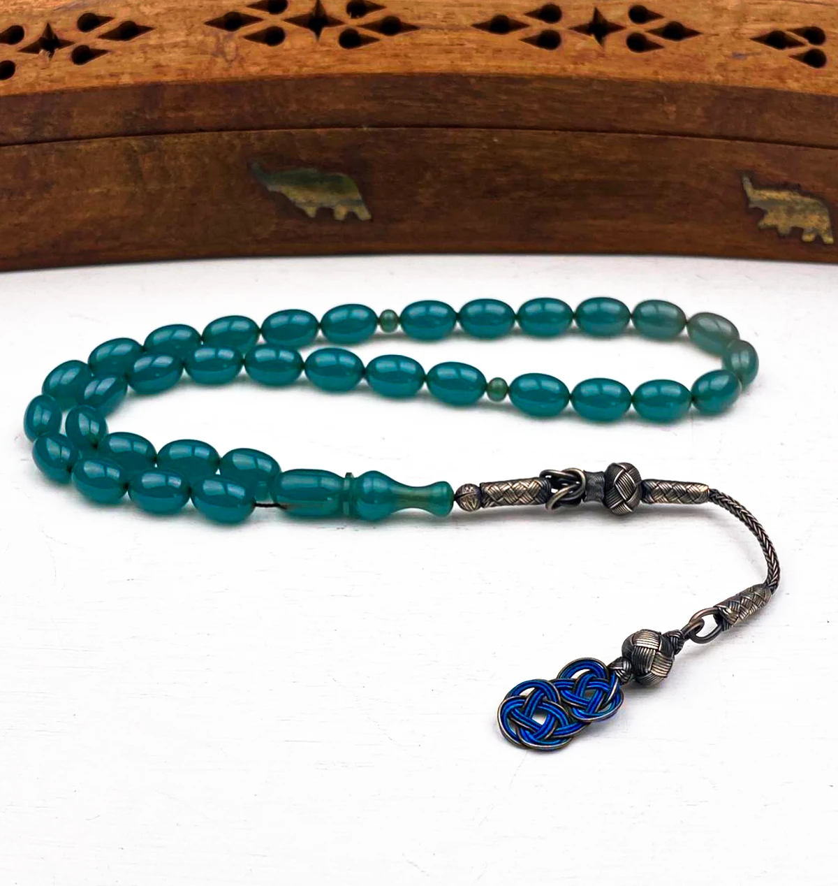 1000 Ayar Kazaz Püsküllü Kapsül Kesim Sıkma Kehribar Tesbih