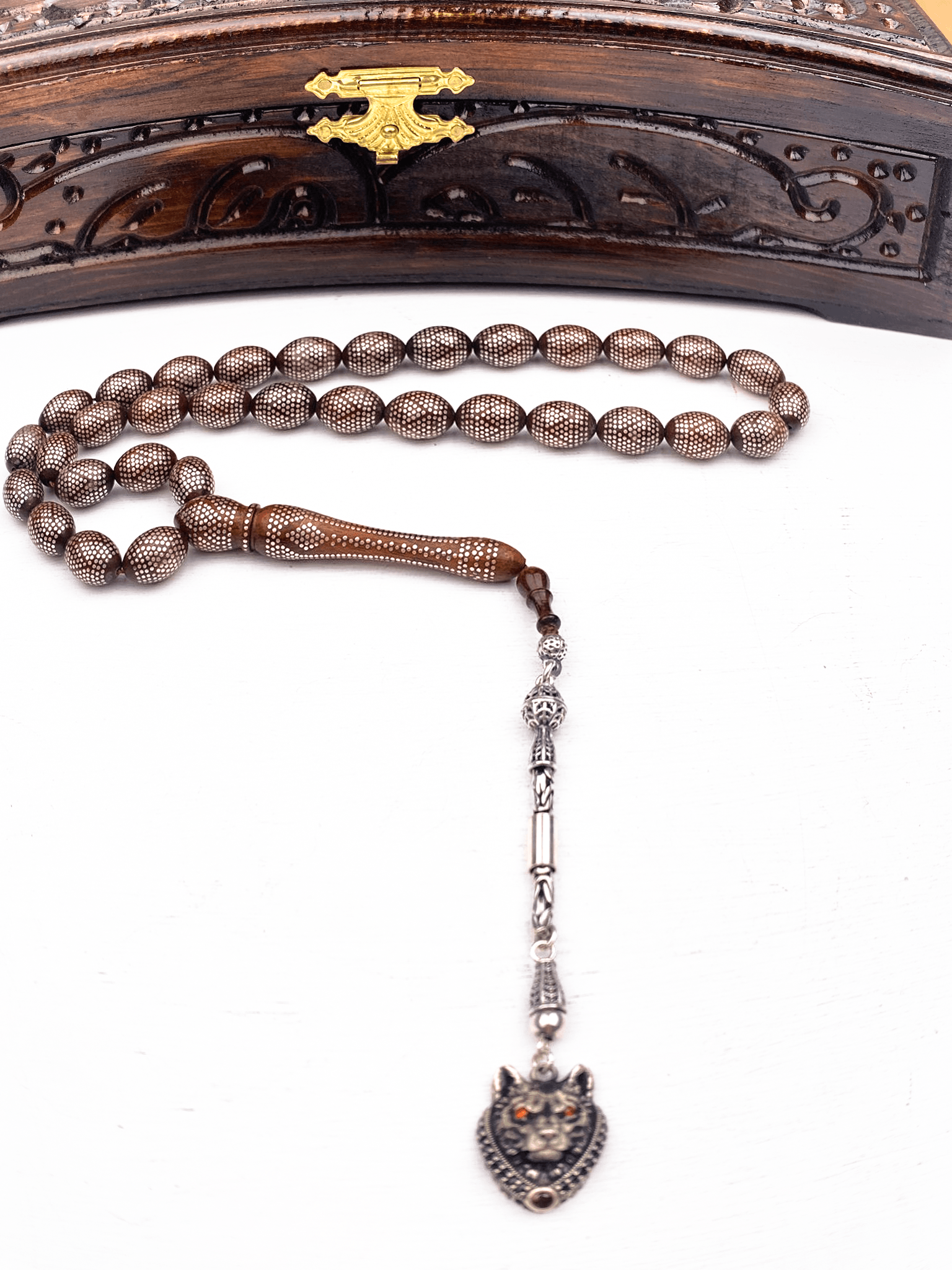 925 Ayar Gümüş Püsküllü Kapsül Kesim Kuka Tesbih