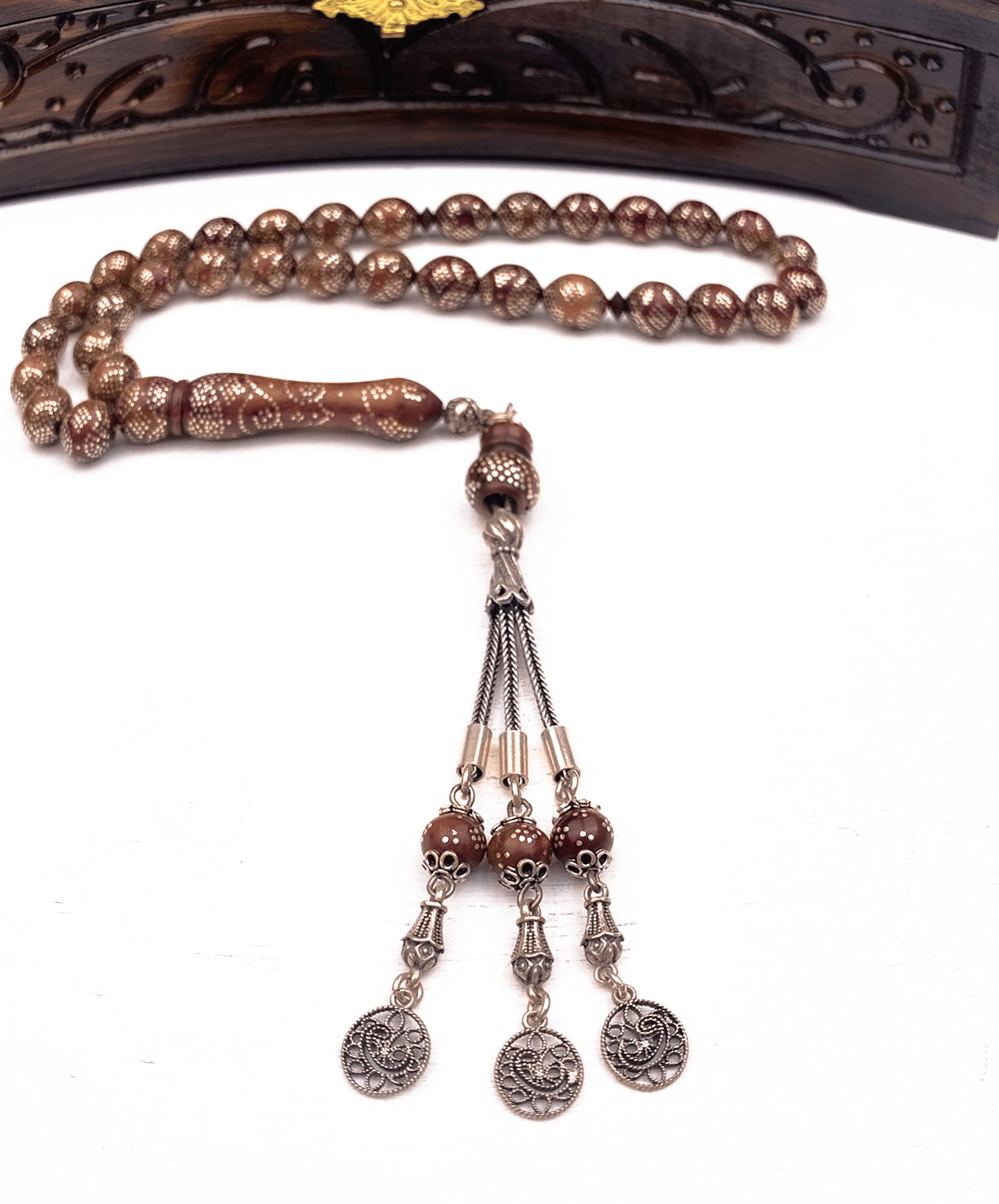 925 Ayar Gümüş Püsküllü Küre Kesim Kuka Tesbih