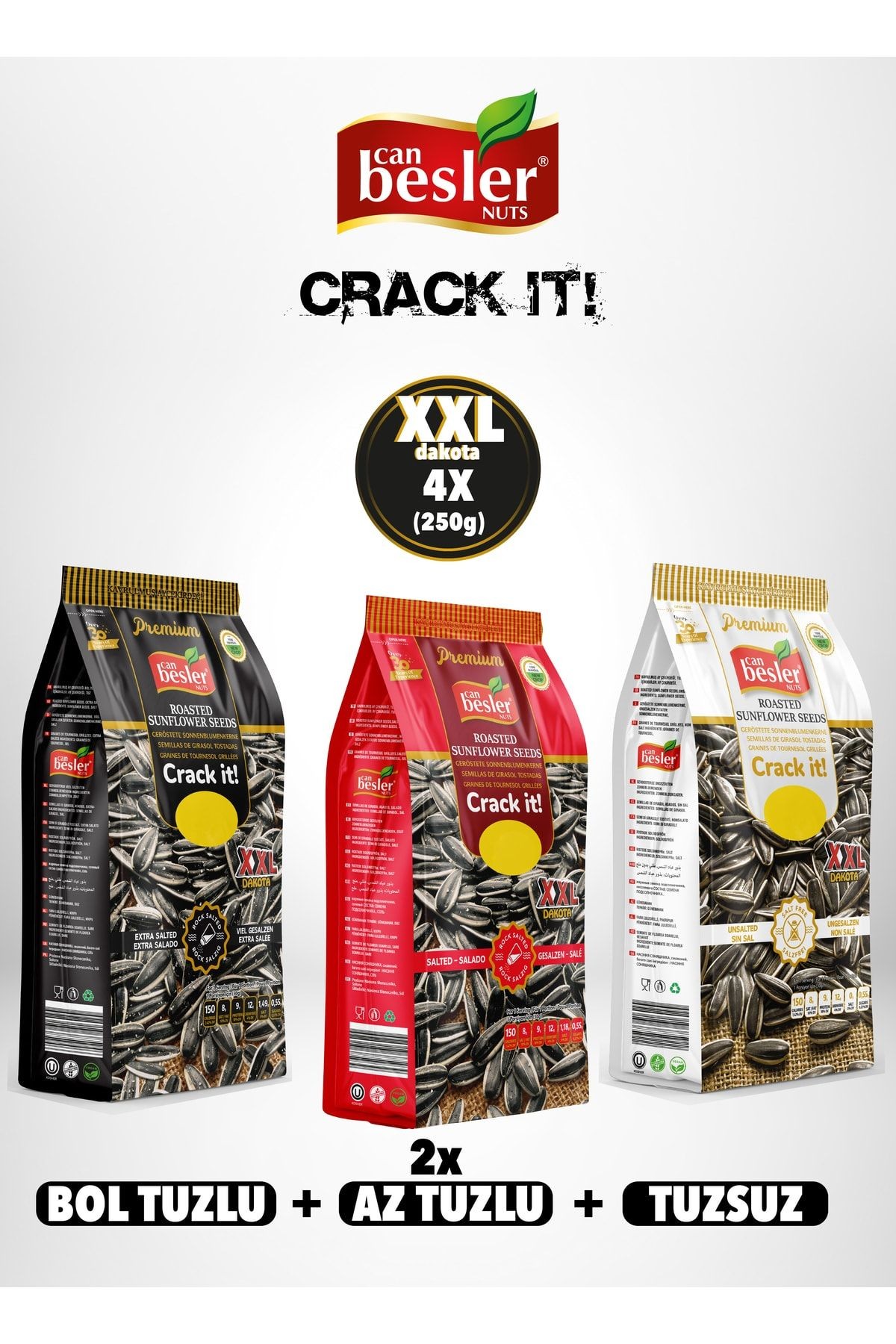 Xxl Siyah Ay Çekirdeği Jumbo Tuzsuz Az Tuzlu 2x Bol Tuzlu 250 Gr.