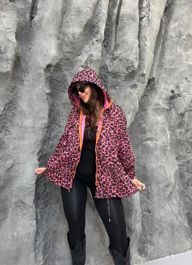 LEOPAR DESEN FERMUARLI YAĞMURLUK